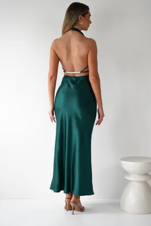 Capriana Pearl Back Maxi Dress | Emerald