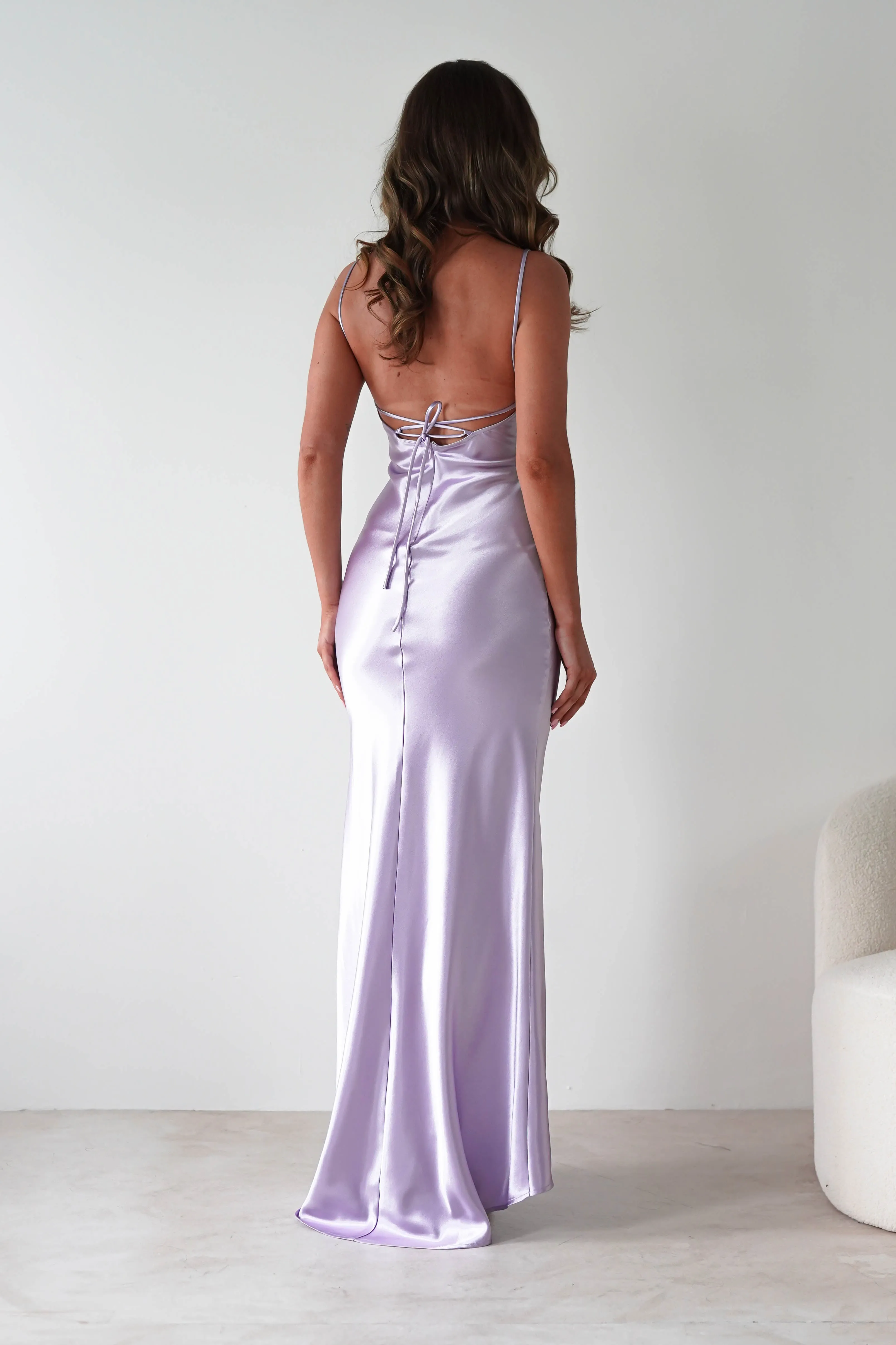 Celinee Satin Maxi Gown | Lilac