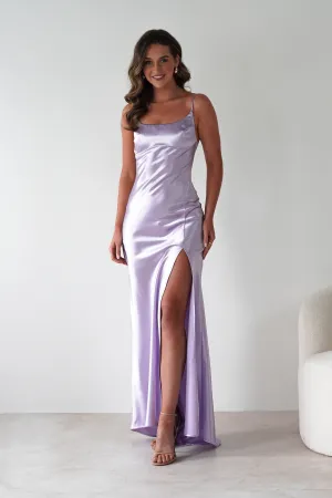 Celinee Satin Maxi Gown | Lilac