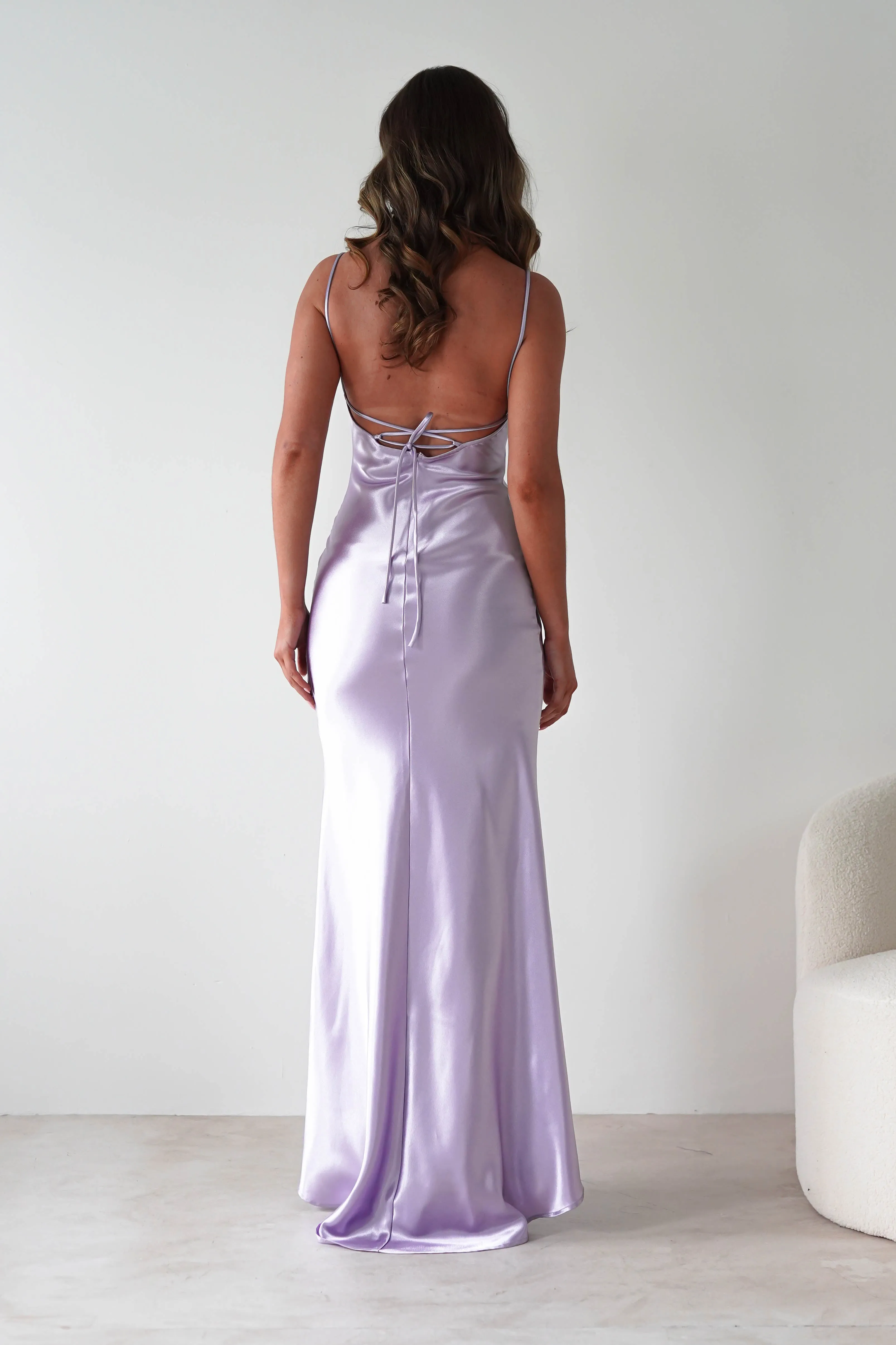 Celinee Satin Maxi Gown | Lilac