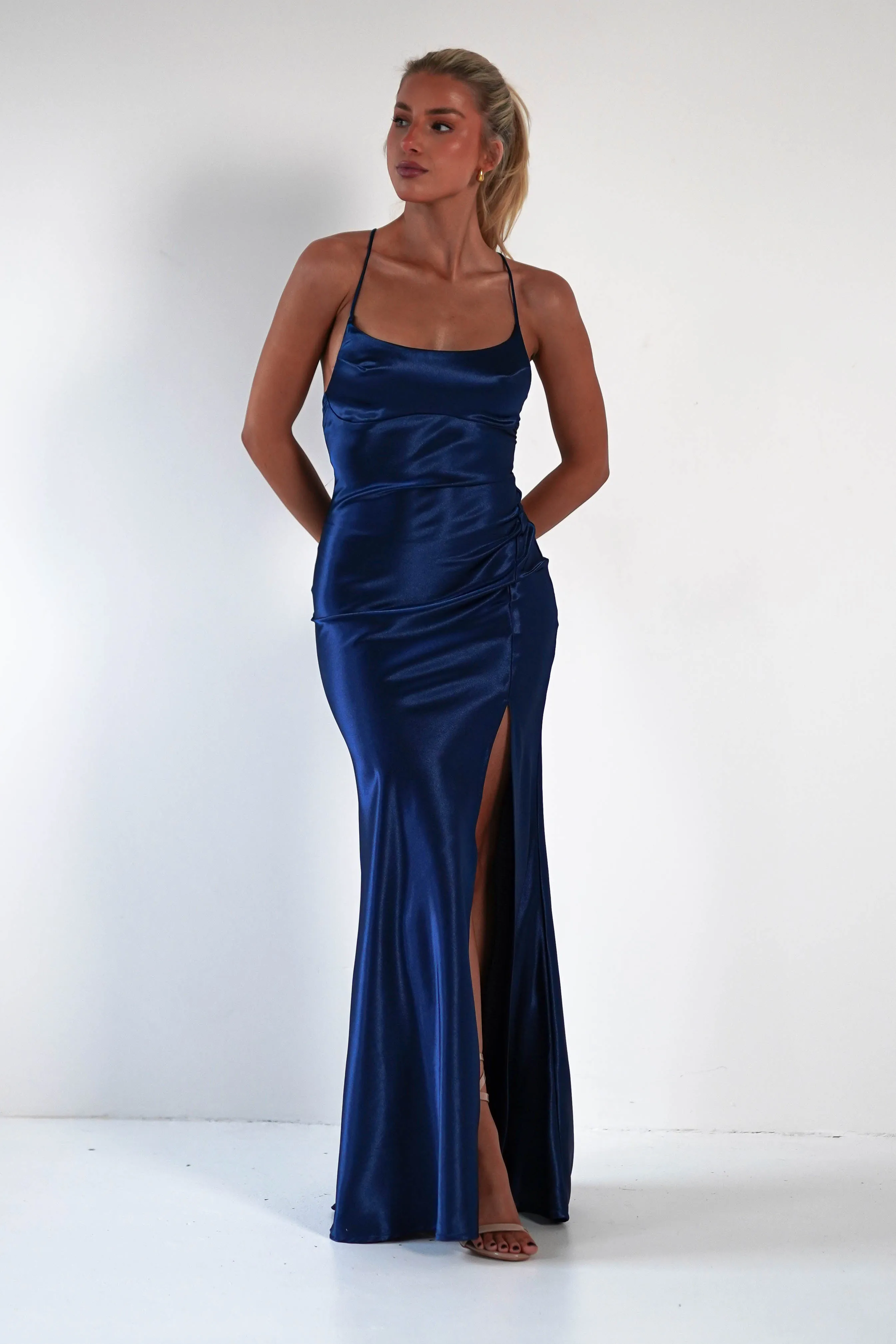 Celinee Satin Maxi Gown | Royal
