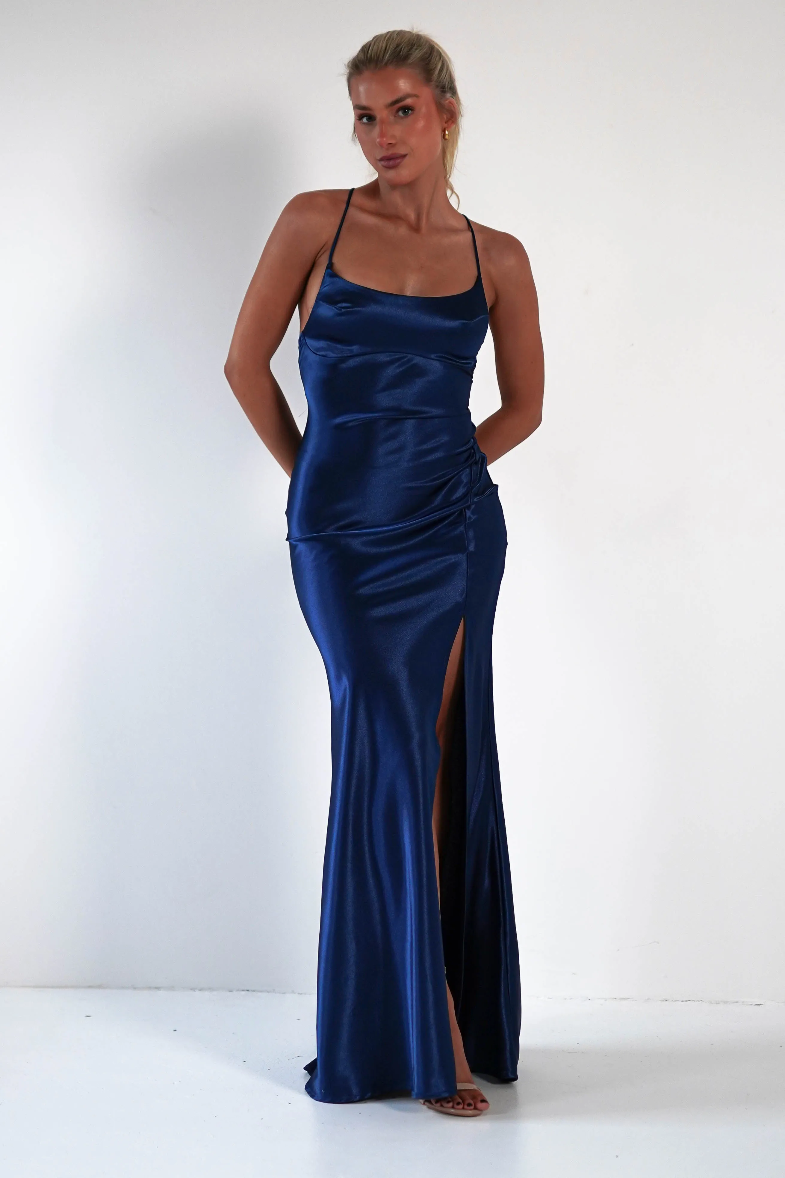 Celinee Satin Maxi Gown | Royal