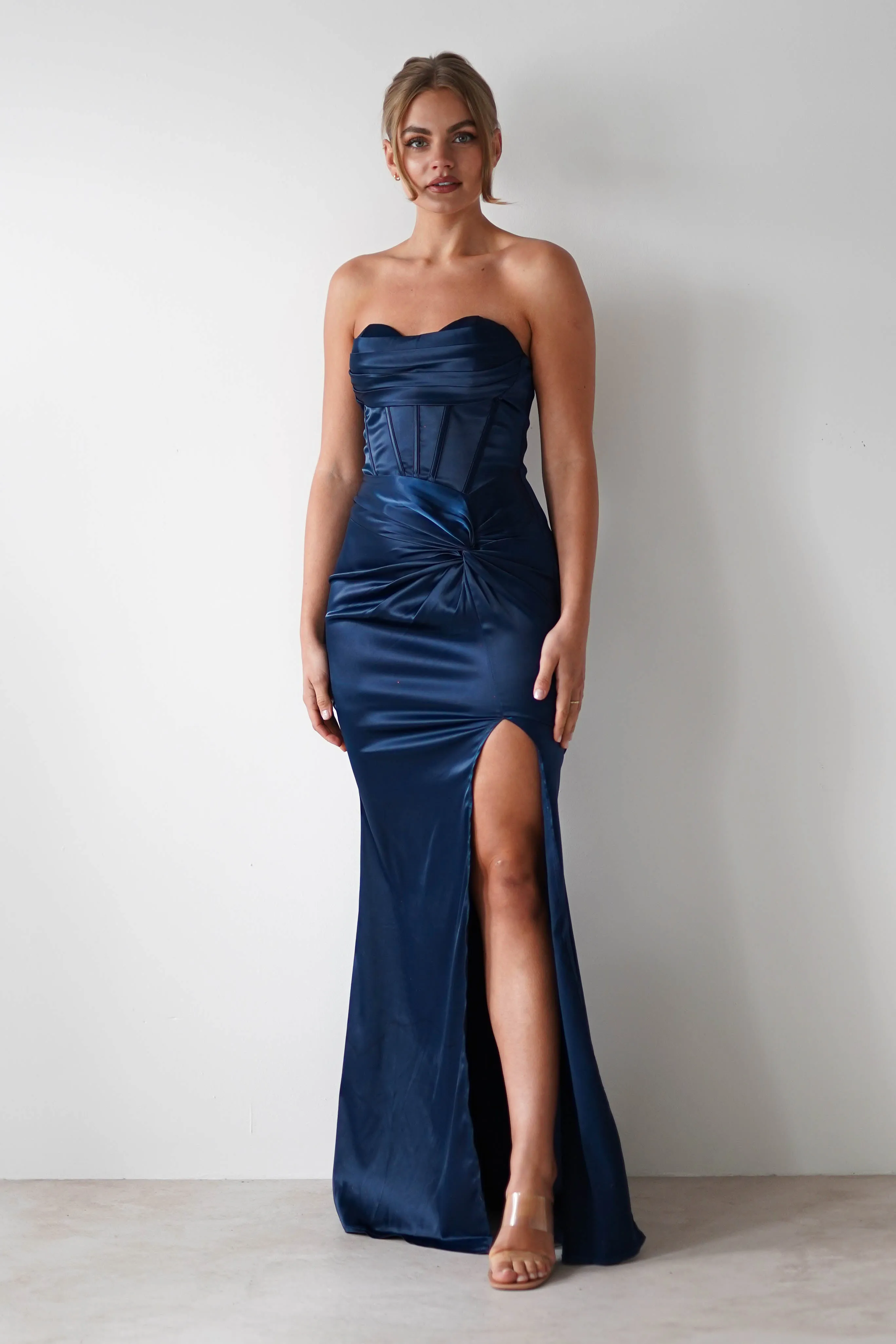 Clydee Soft Corset Maxi Gown | Navy