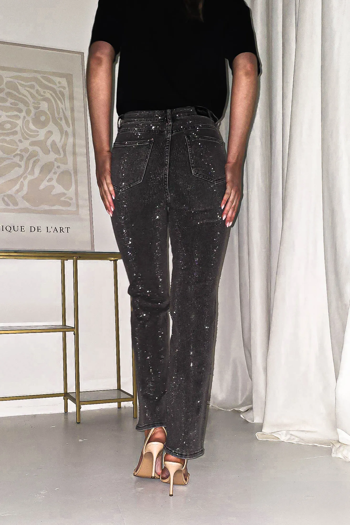 Coleen Sparkle Diamante Jeans | Grey