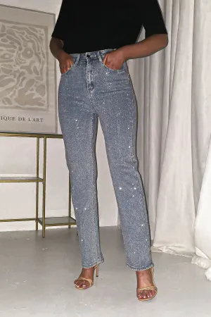 Coleen Sparkle Diamante Jeans | Light Blue