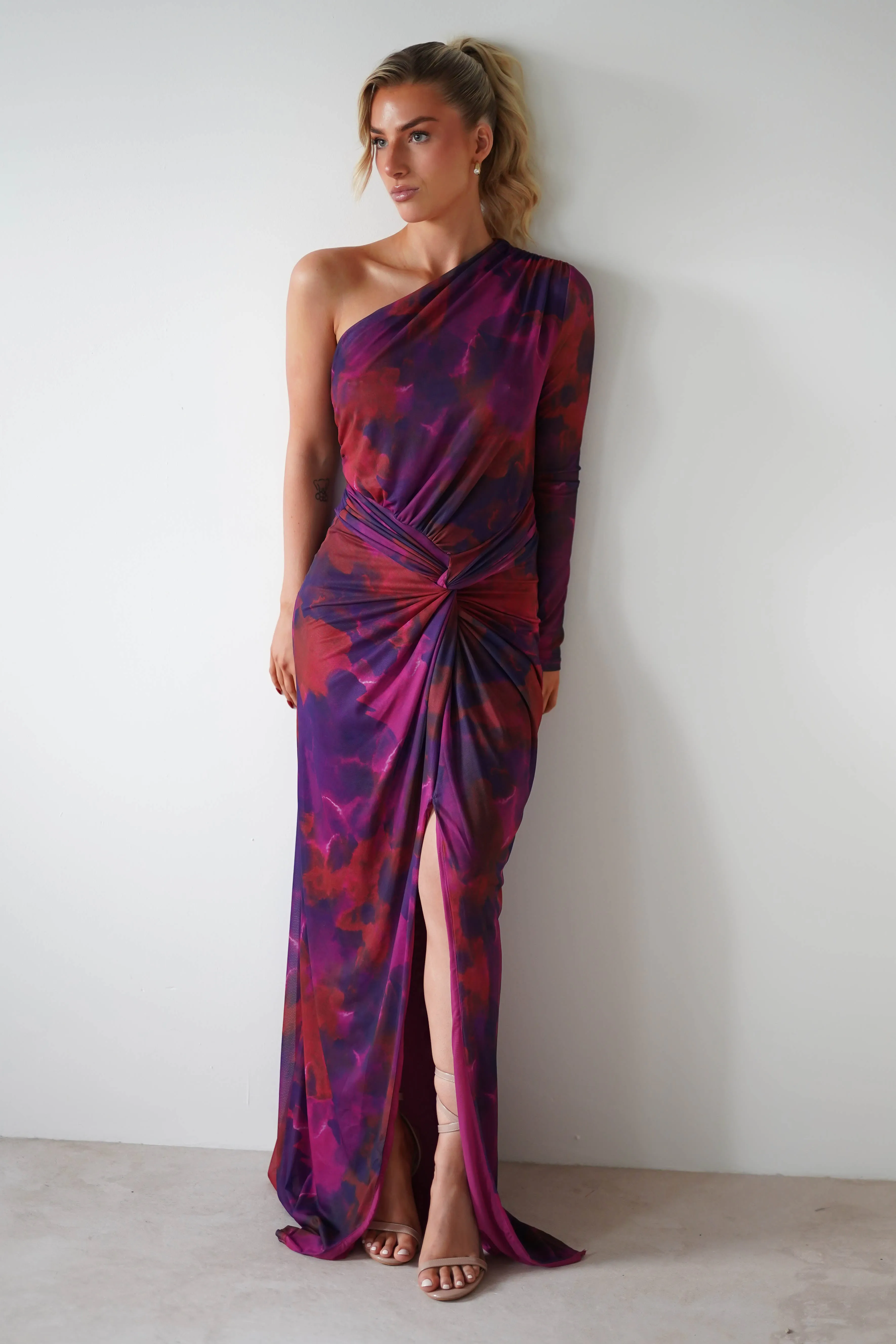 Criselda Bodycon Gathered Maxi Dress | Mixed Print