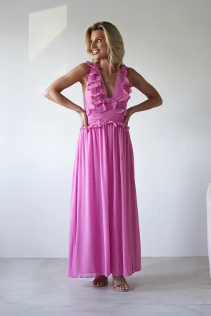 Ellie Ruffle Detail Maxi Dress | Pink