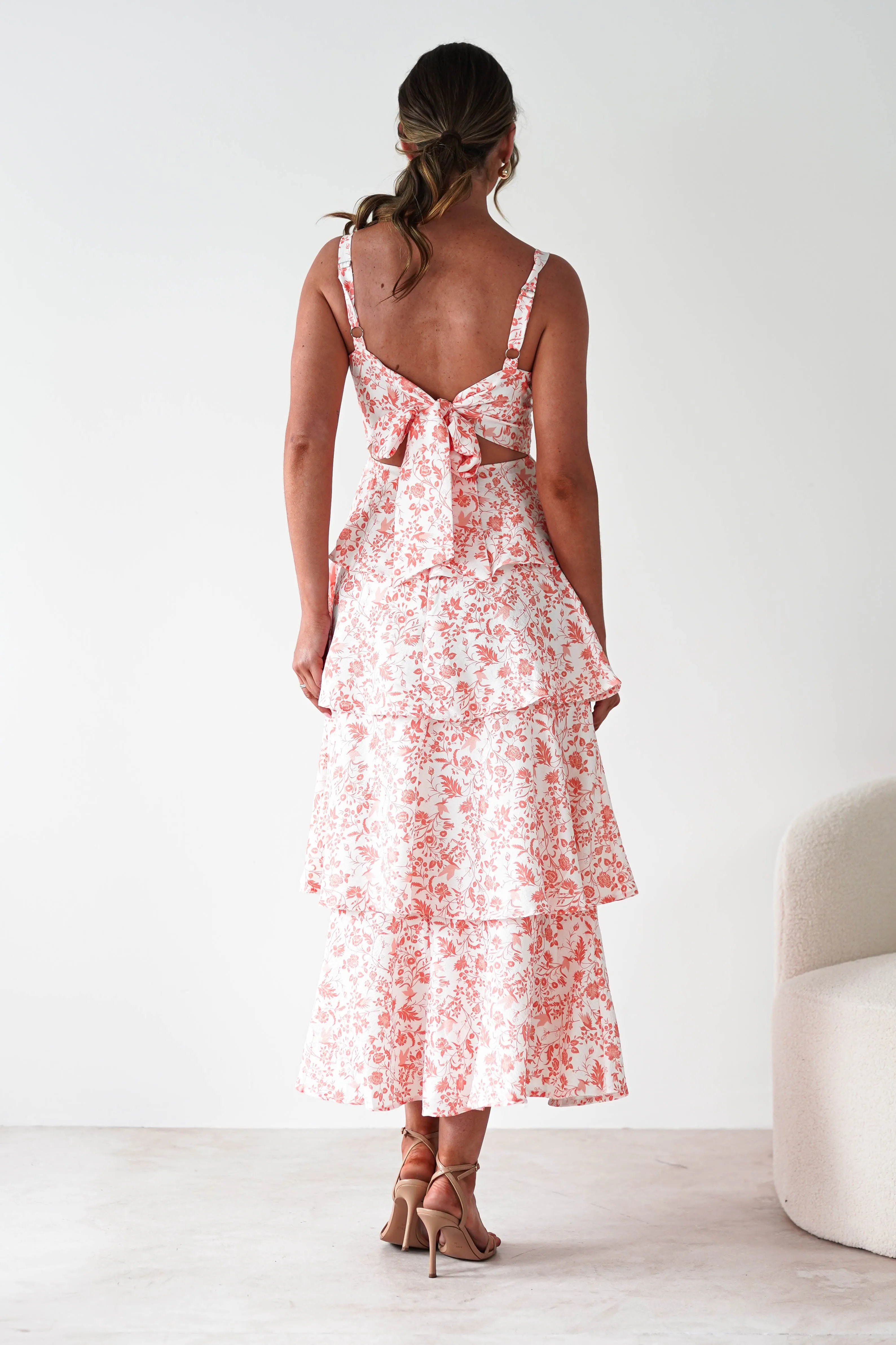 Emily Floral Ruffle Maxi Dress | Orange Print