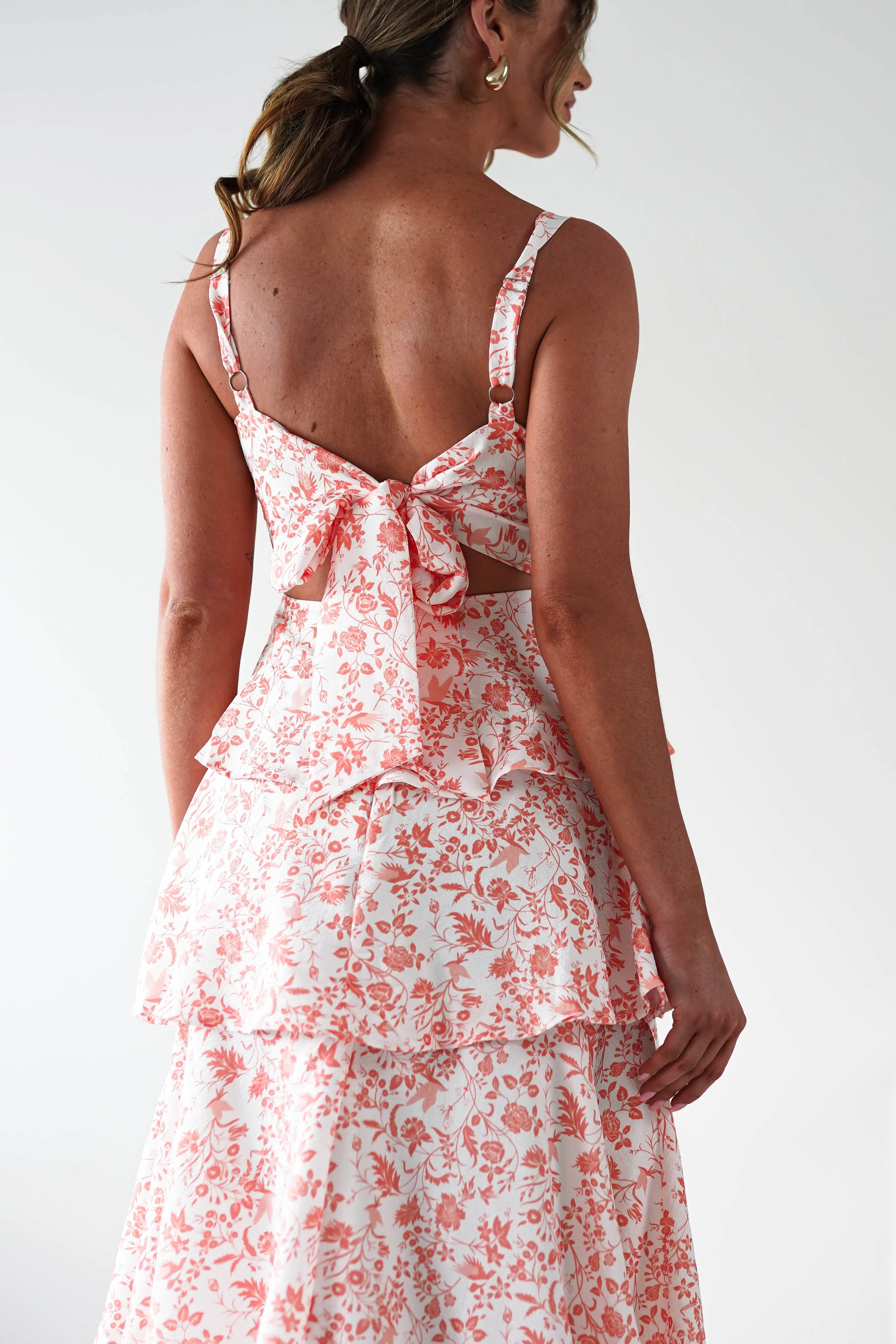 Emily Floral Ruffle Maxi Dress | Orange Print