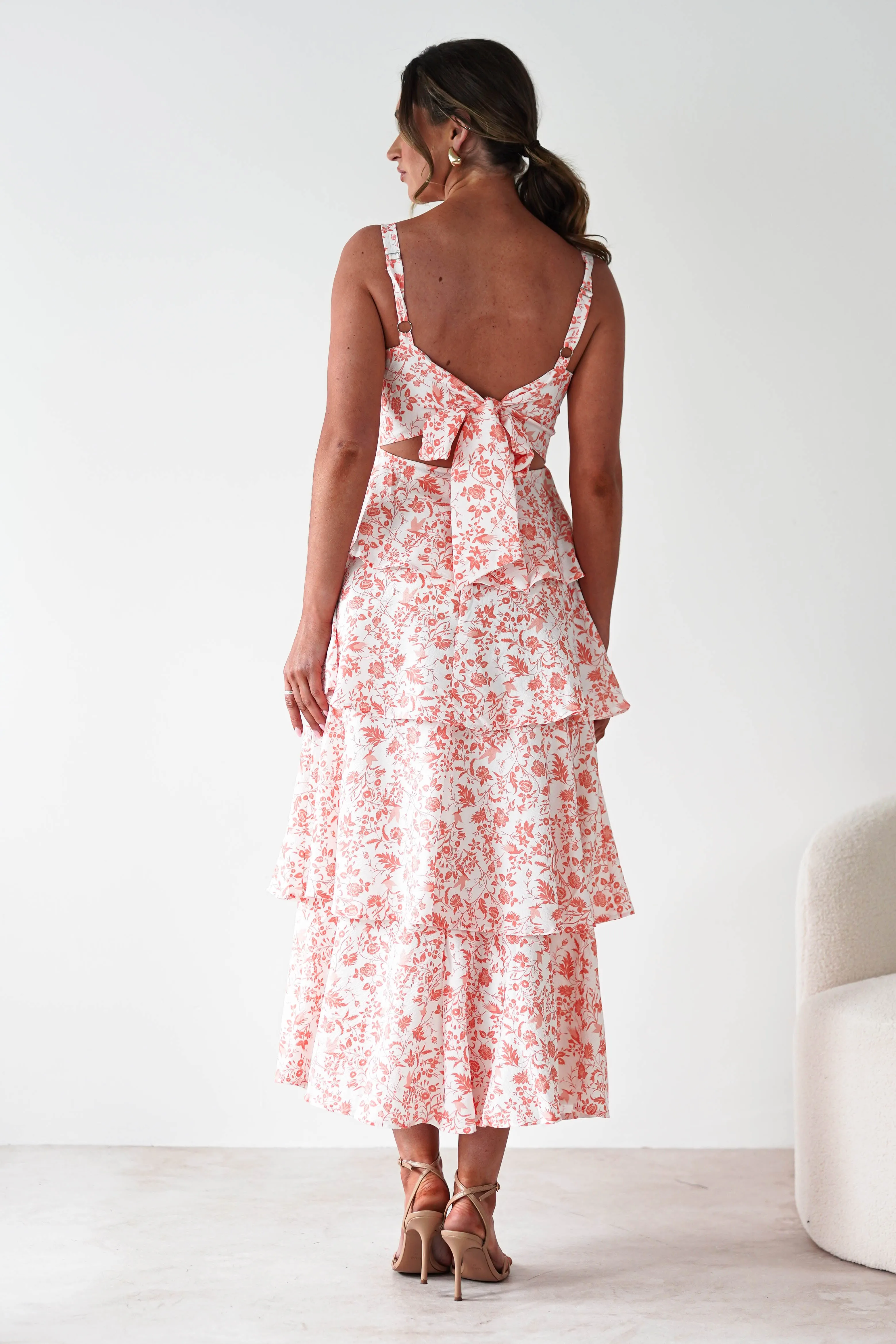 Emily Floral Ruffle Maxi Dress | Orange Print