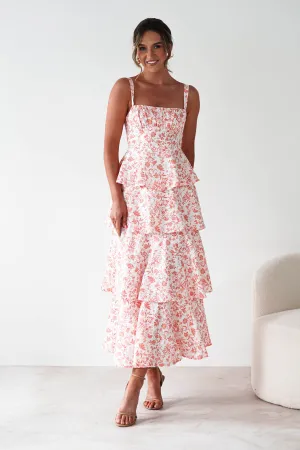 Emily Floral Ruffle Maxi Dress | Orange Print