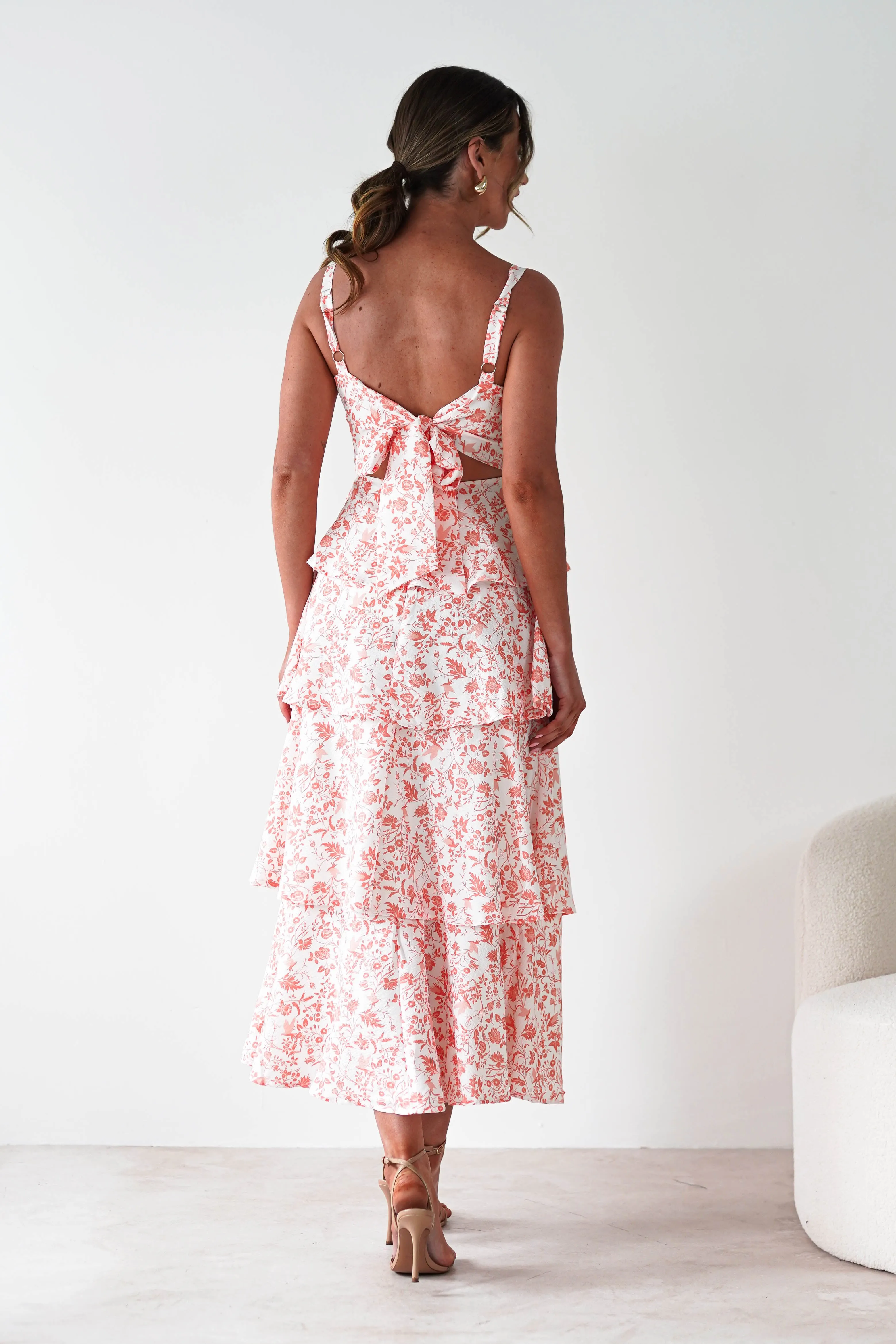 Emily Floral Ruffle Maxi Dress | Orange Print