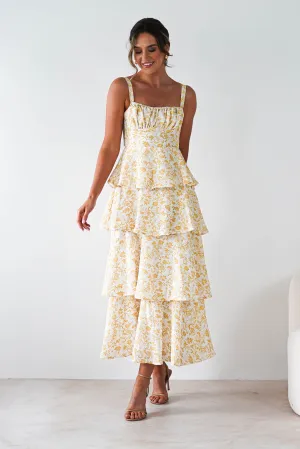 Emily Floral Ruffle Maxi Dress | Yellow Print