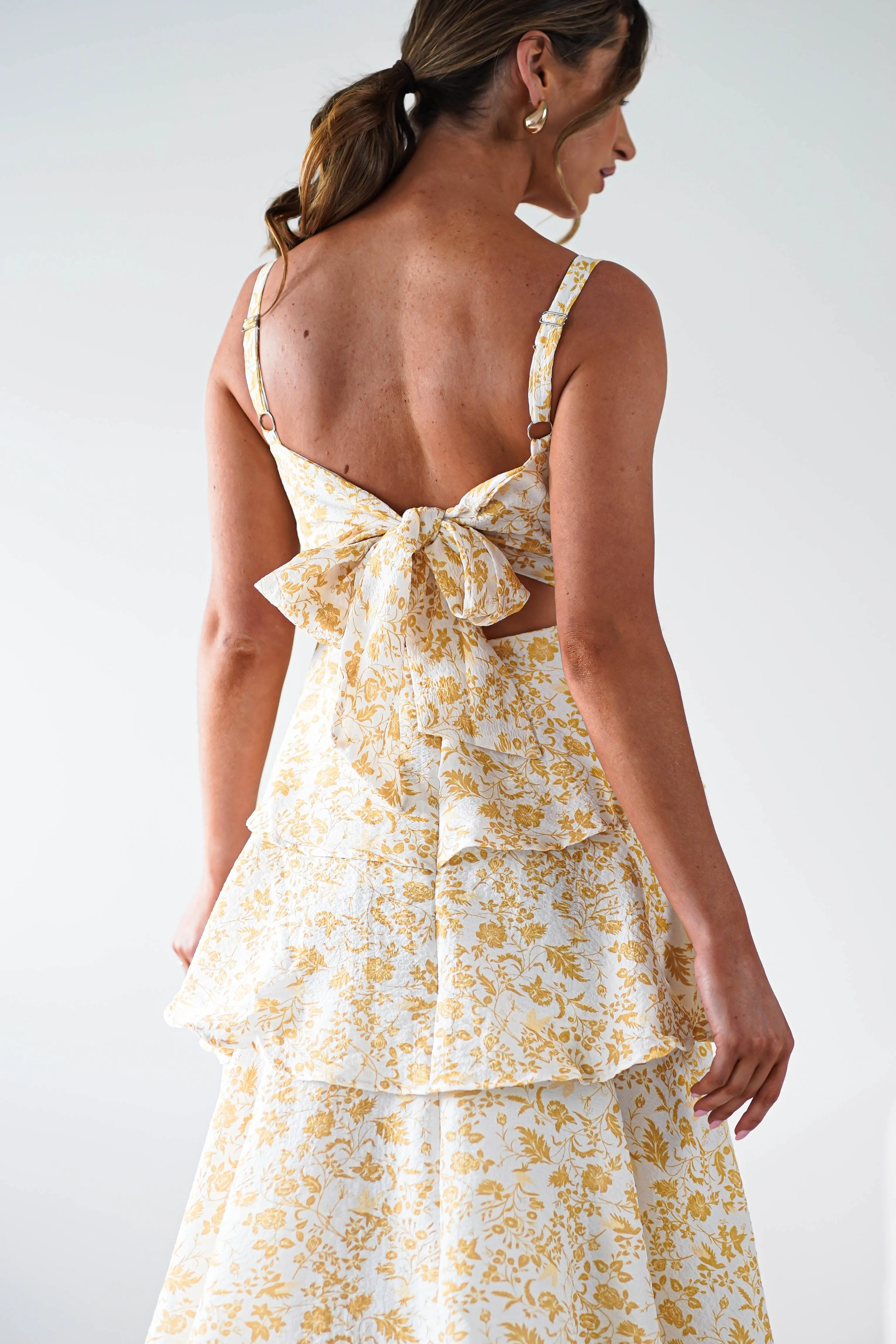 Emily Floral Ruffle Maxi Dress | Yellow Print