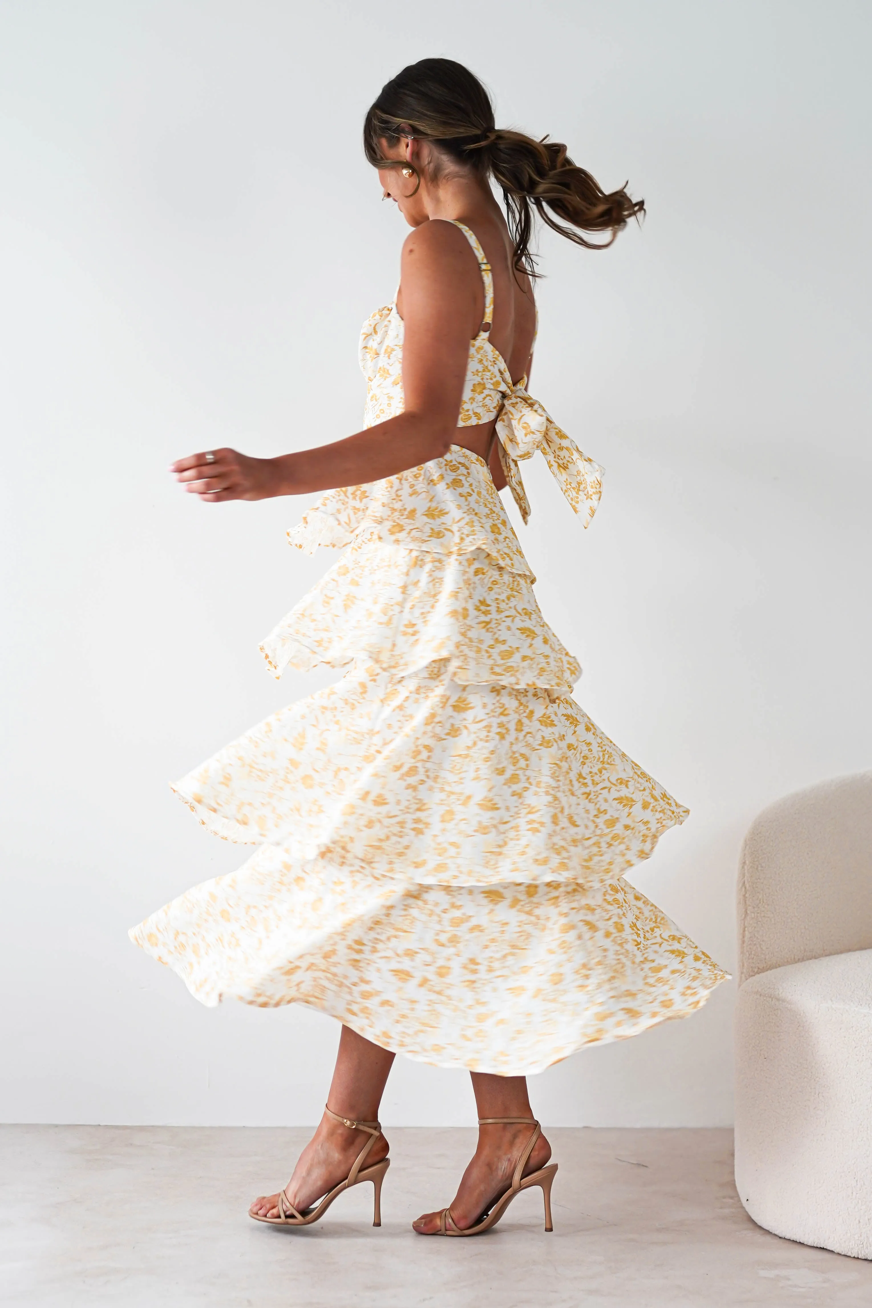 Emily Floral Ruffle Maxi Dress | Yellow Print
