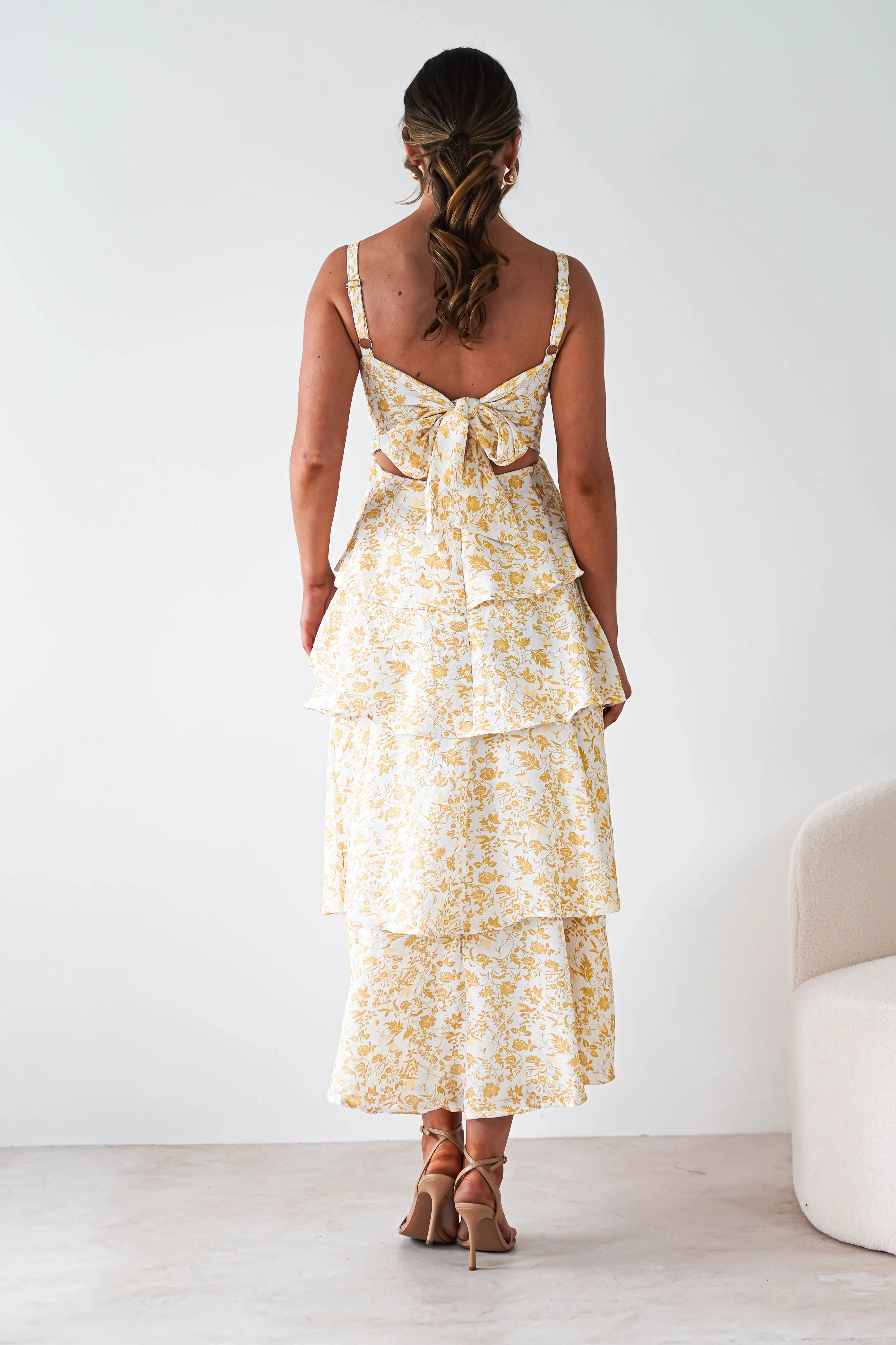 Emily Floral Ruffle Maxi Dress | Yellow Print