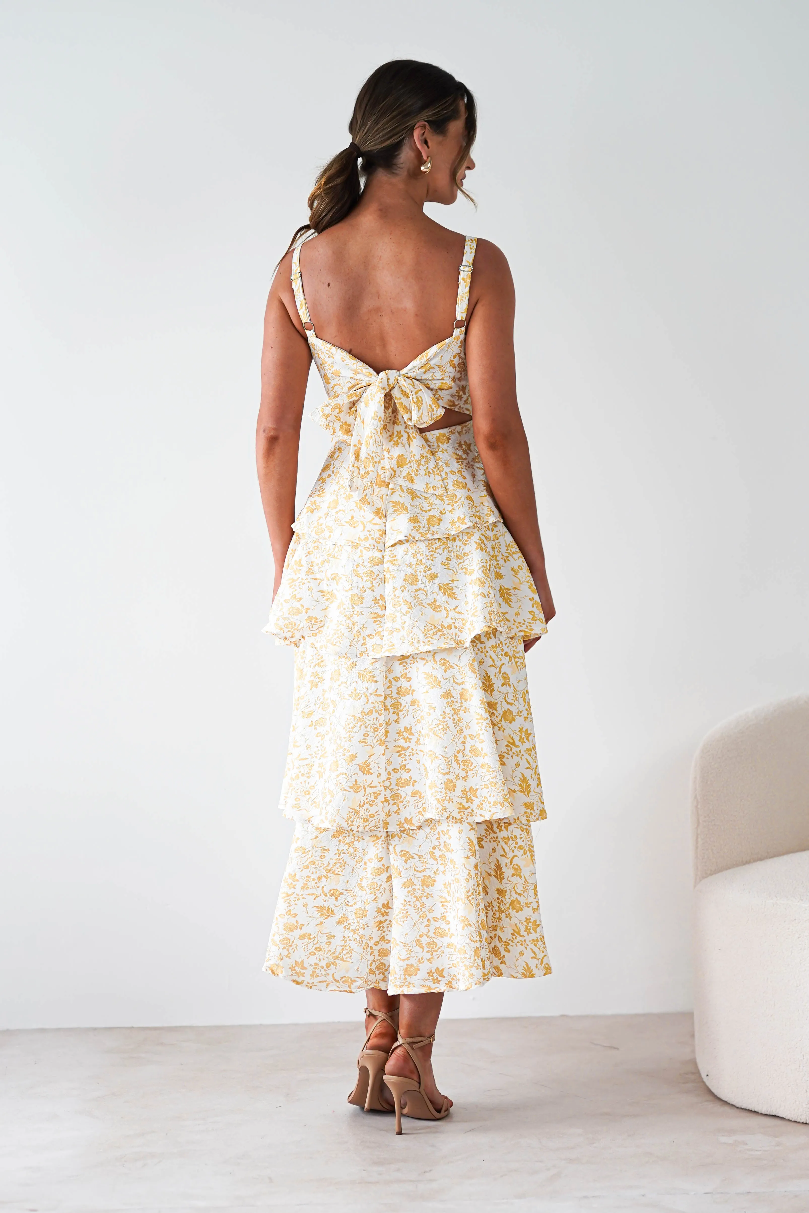 Emily Floral Ruffle Maxi Dress | Yellow Print