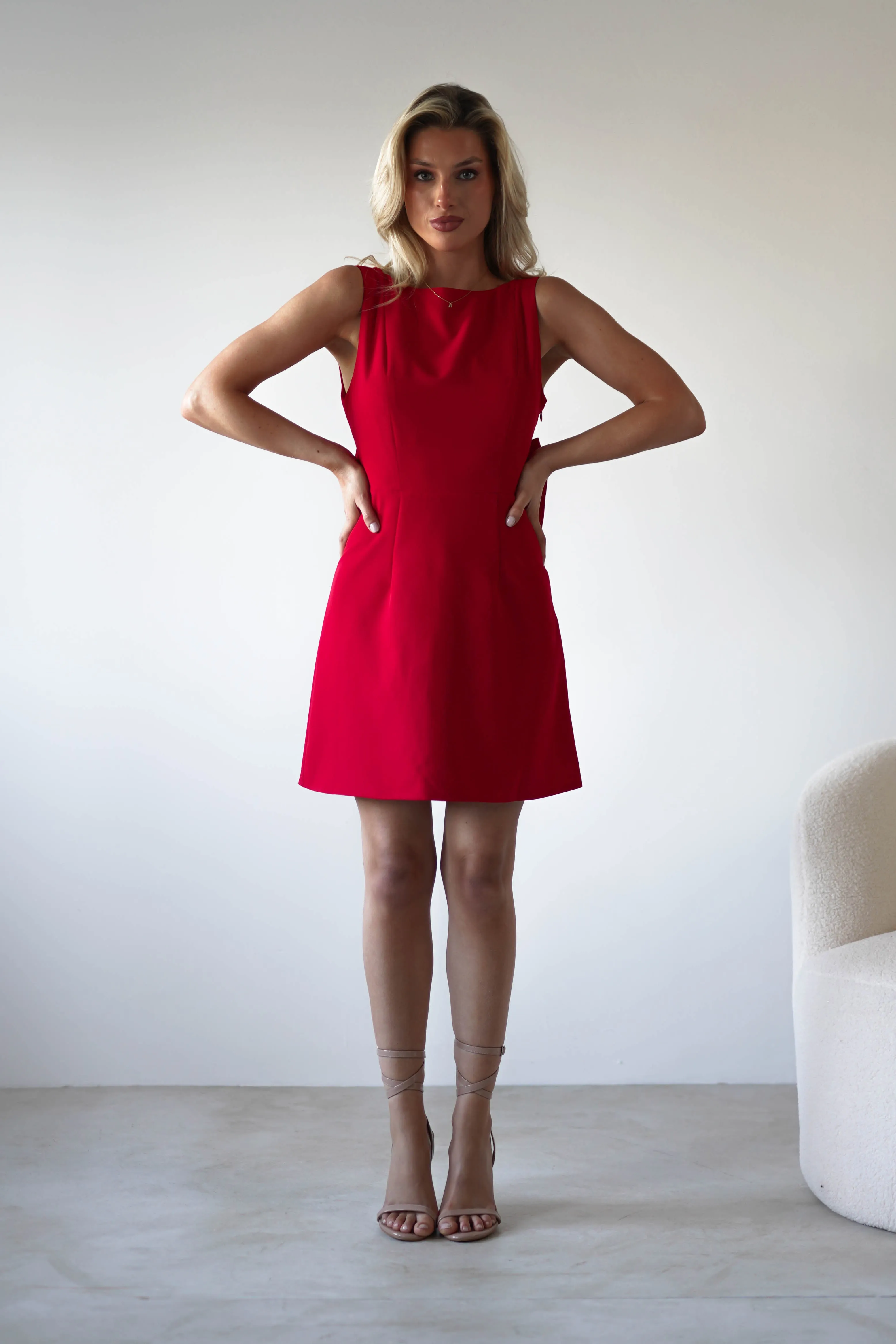 Emmie Bow Back Mini Dress | Red