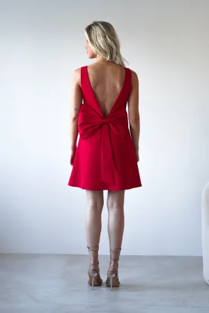 Emmie Bow Back Mini Dress | Red