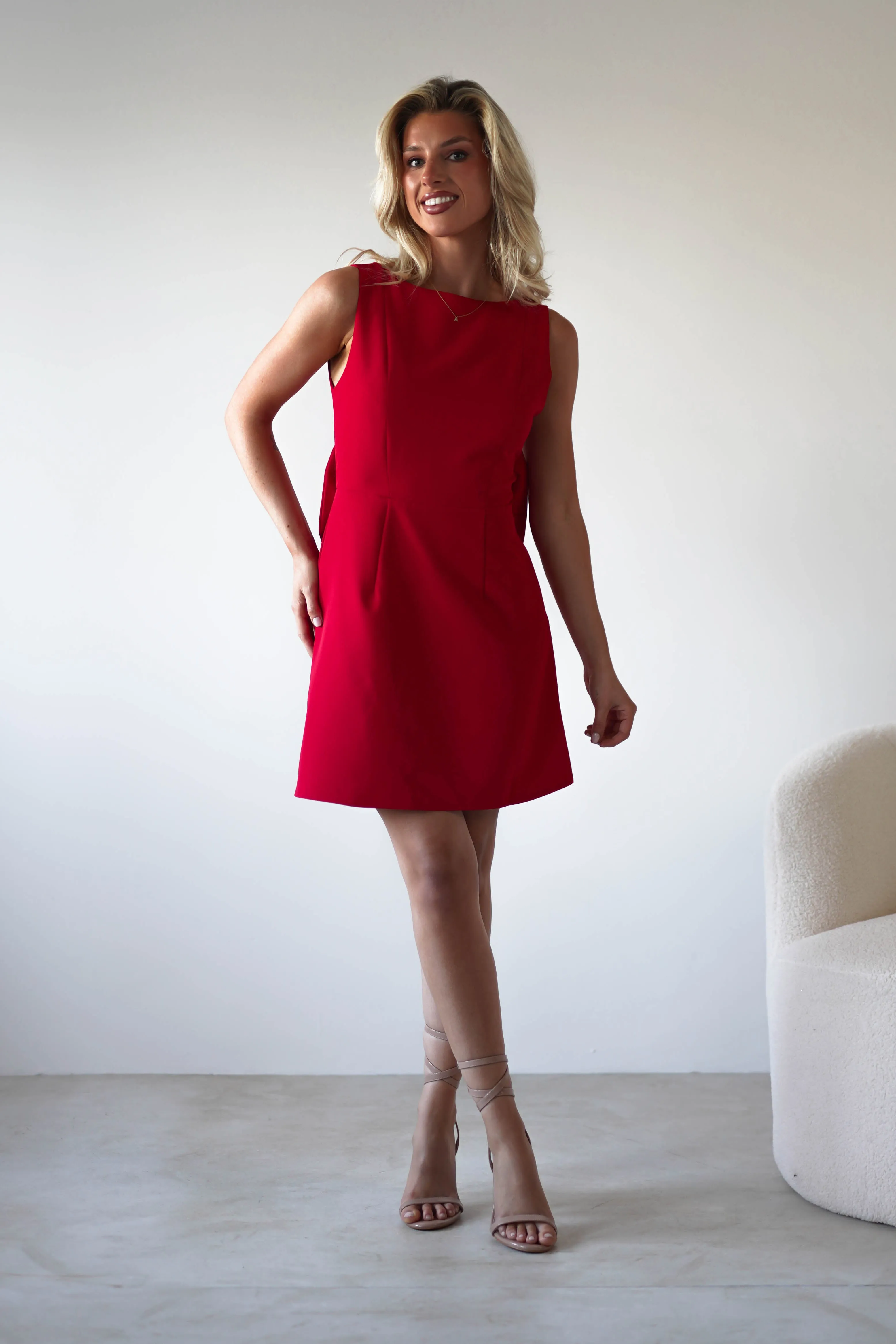 Emmie Bow Back Mini Dress | Red