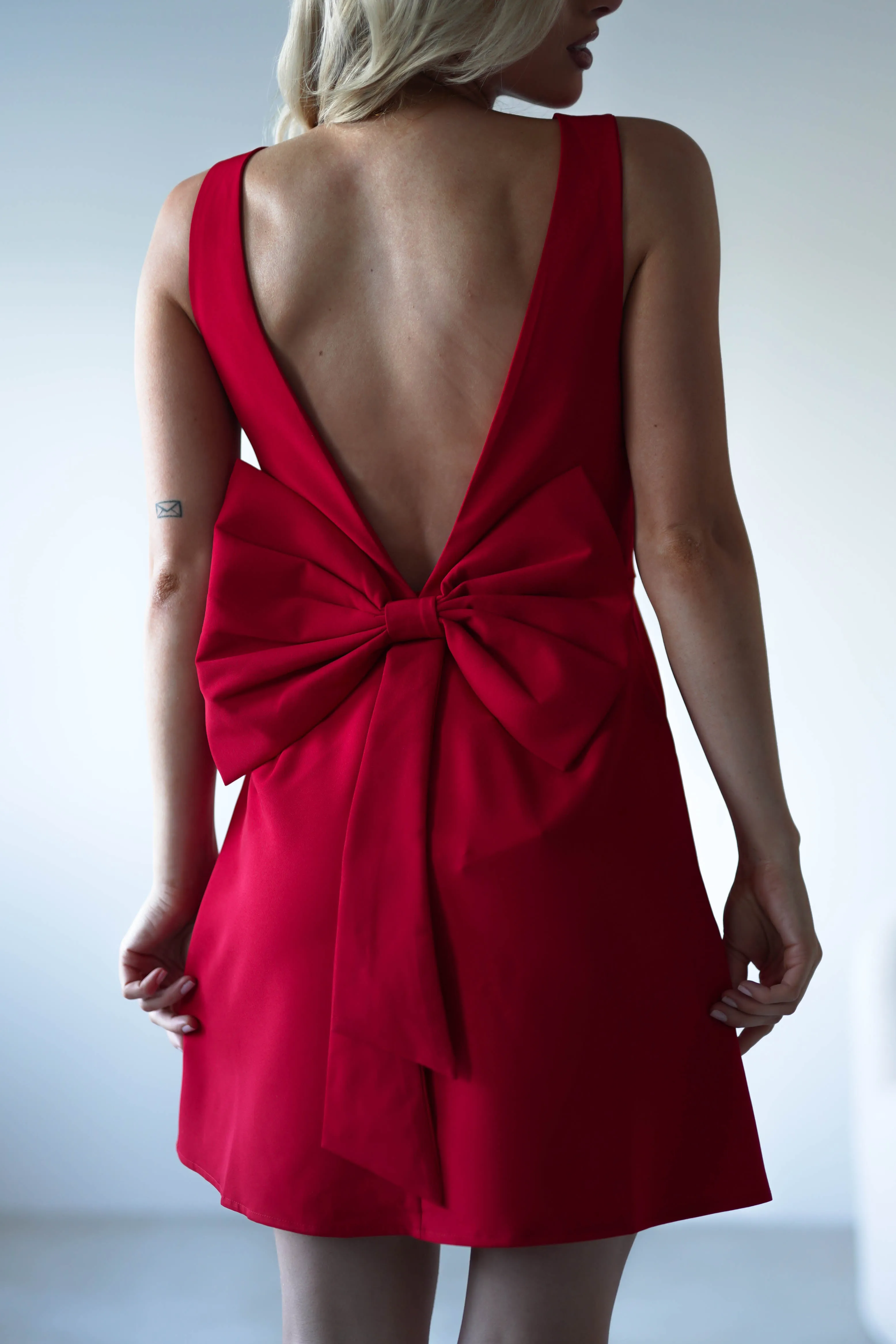 Emmie Bow Back Mini Dress | Red