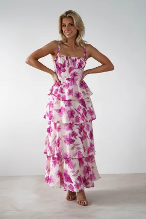 Emory Ruffle Flower Print Midaxi | Pink Print