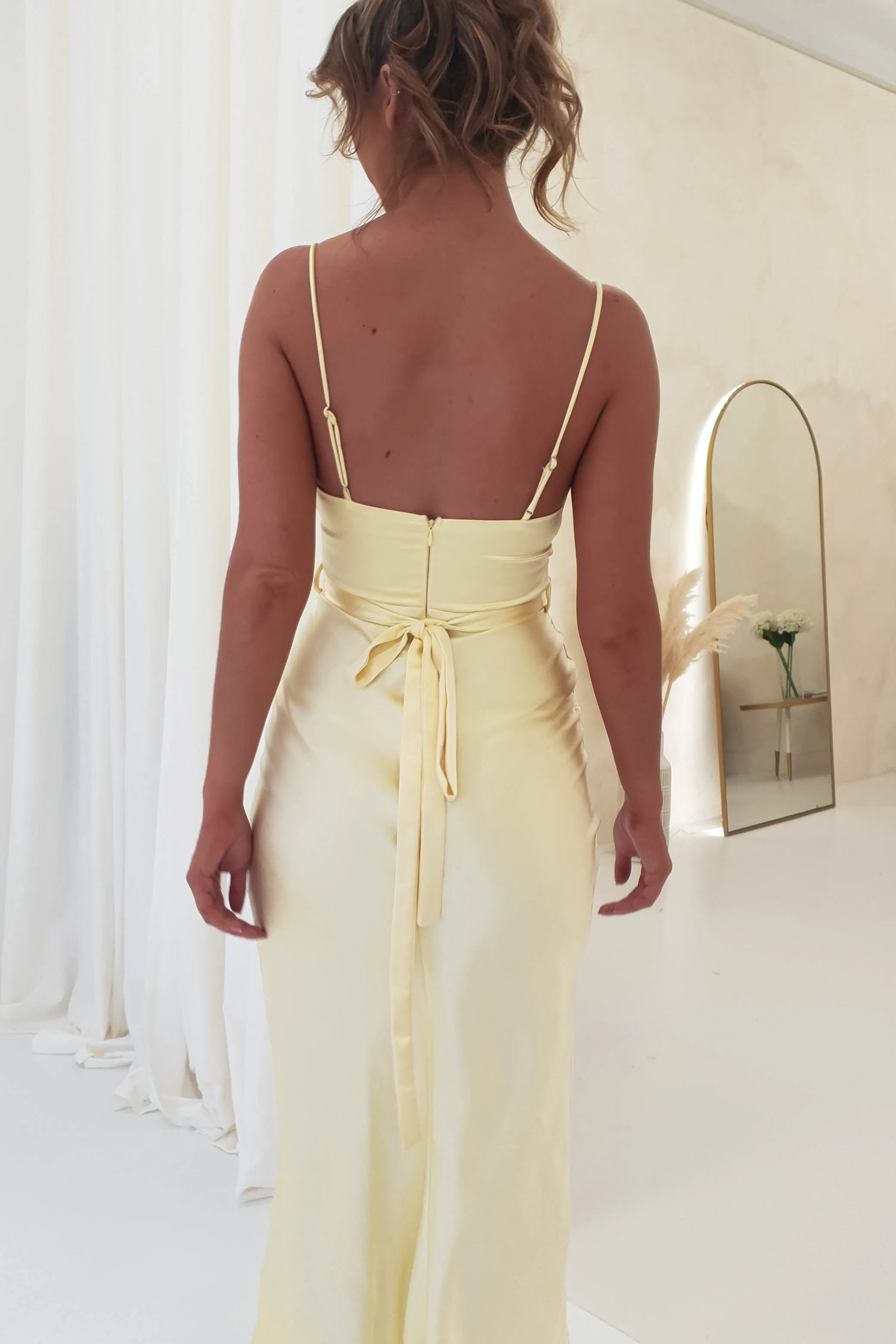 Everleigh Soft Satin Midi Dress | Butter Yellow