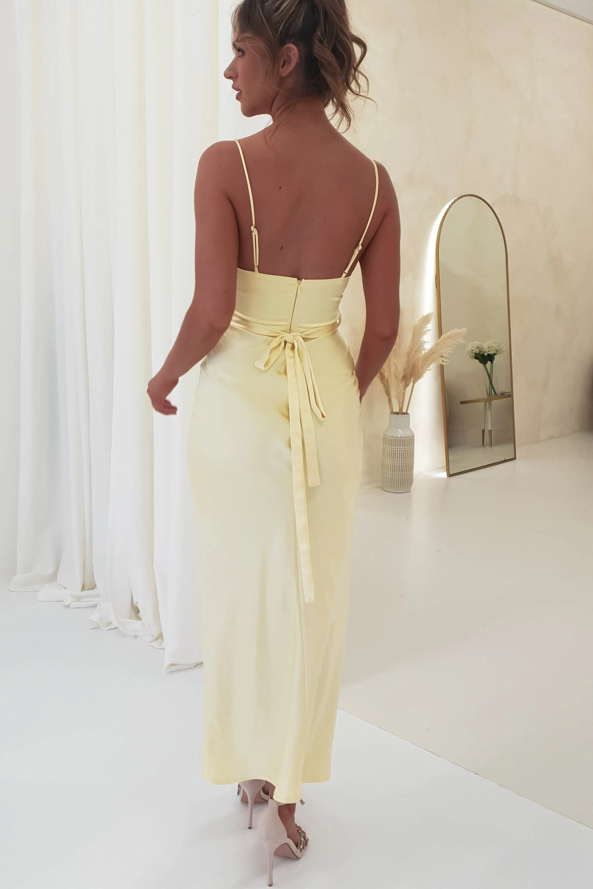 Everleigh Soft Satin Midi Dress | Butter Yellow
