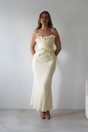 Faith Ruffle Cotton Maxi Dress | Yellow