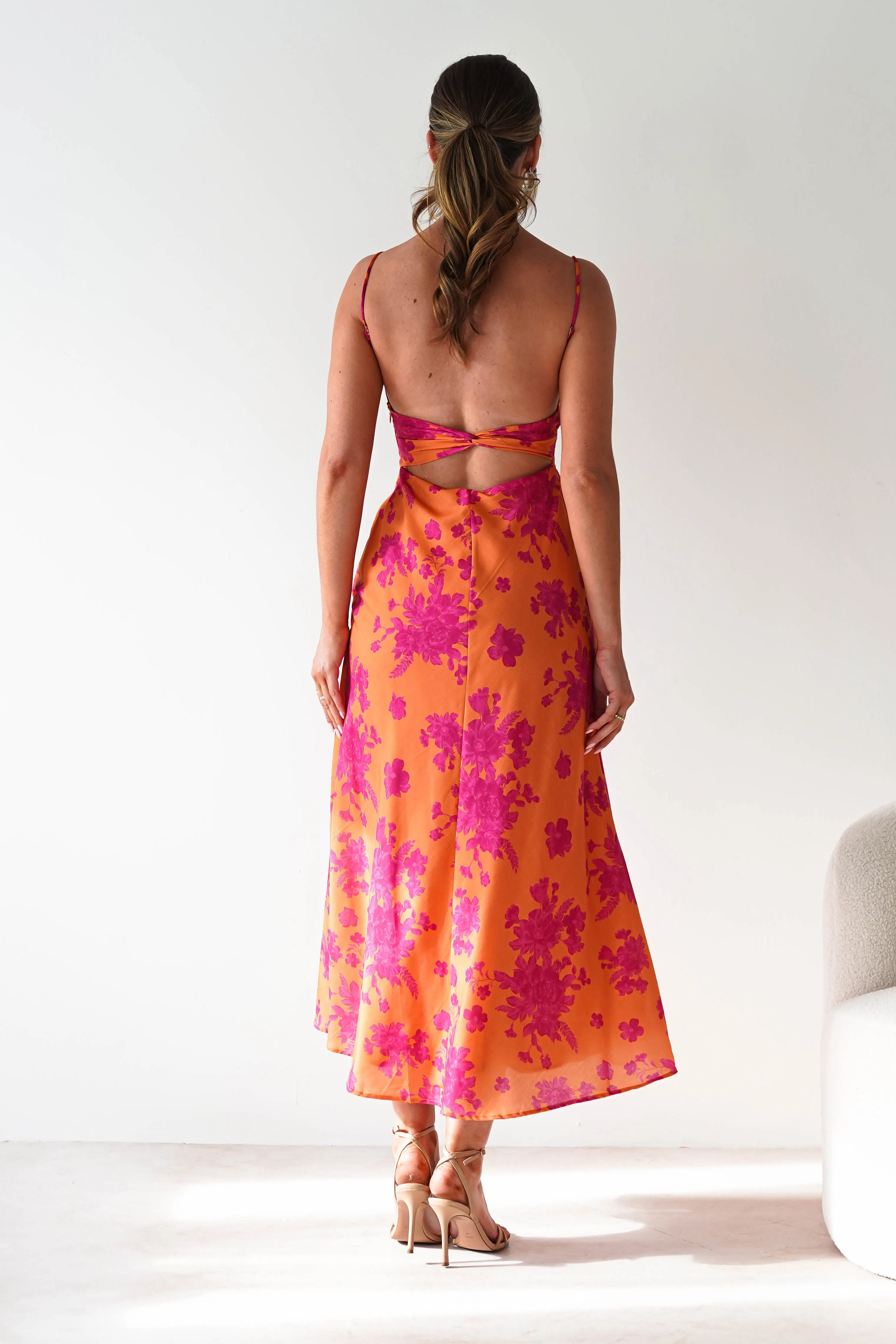 Gina Cotton Floral Maxi Dress | Orange/Pink
