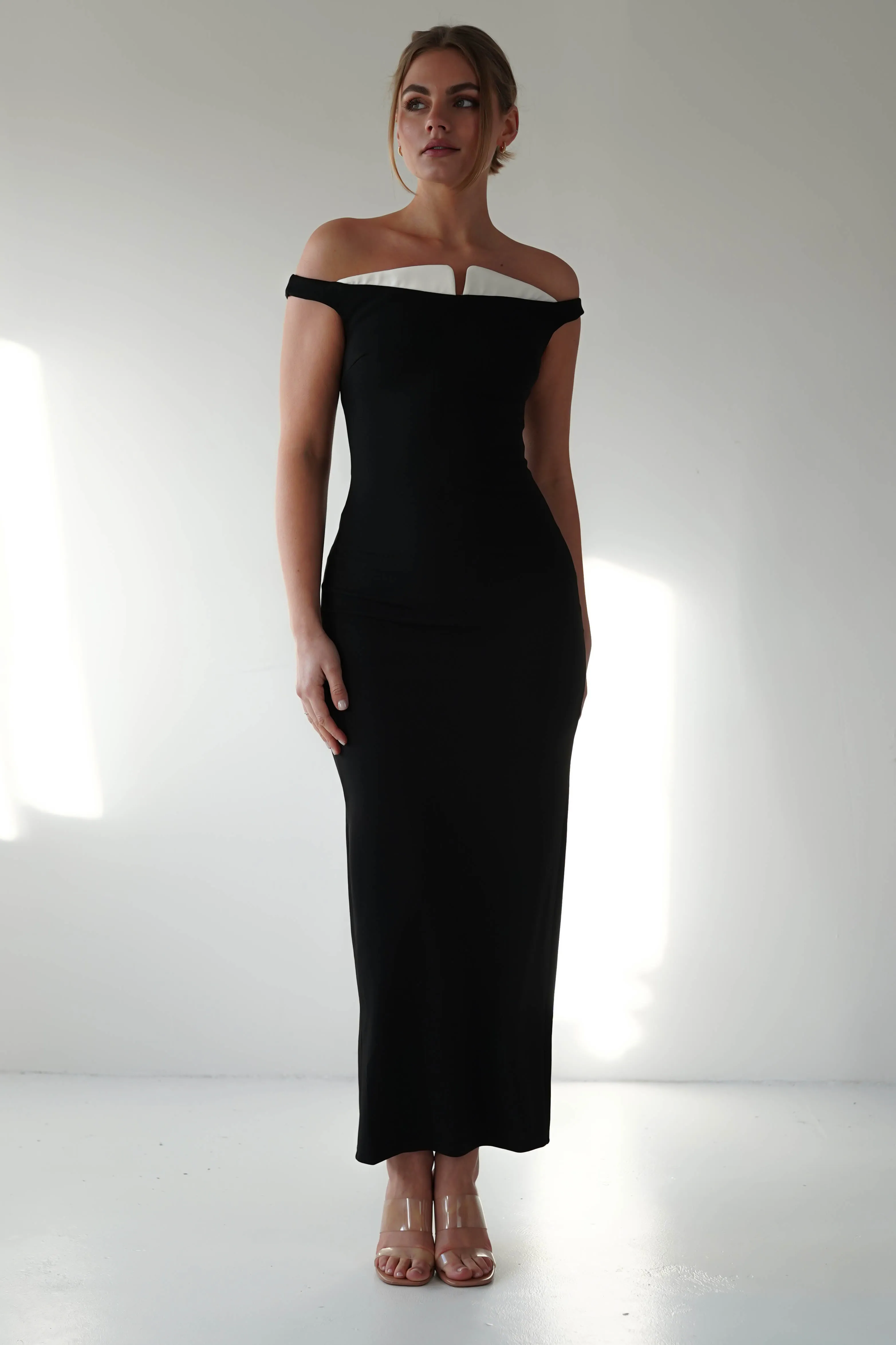 Glenda Contrast Bodycon Midaxi  dress,evening dress,graduation dress,party dress,birthday dress,beautiful dress,dress,summer dress,beautiful dressBlack