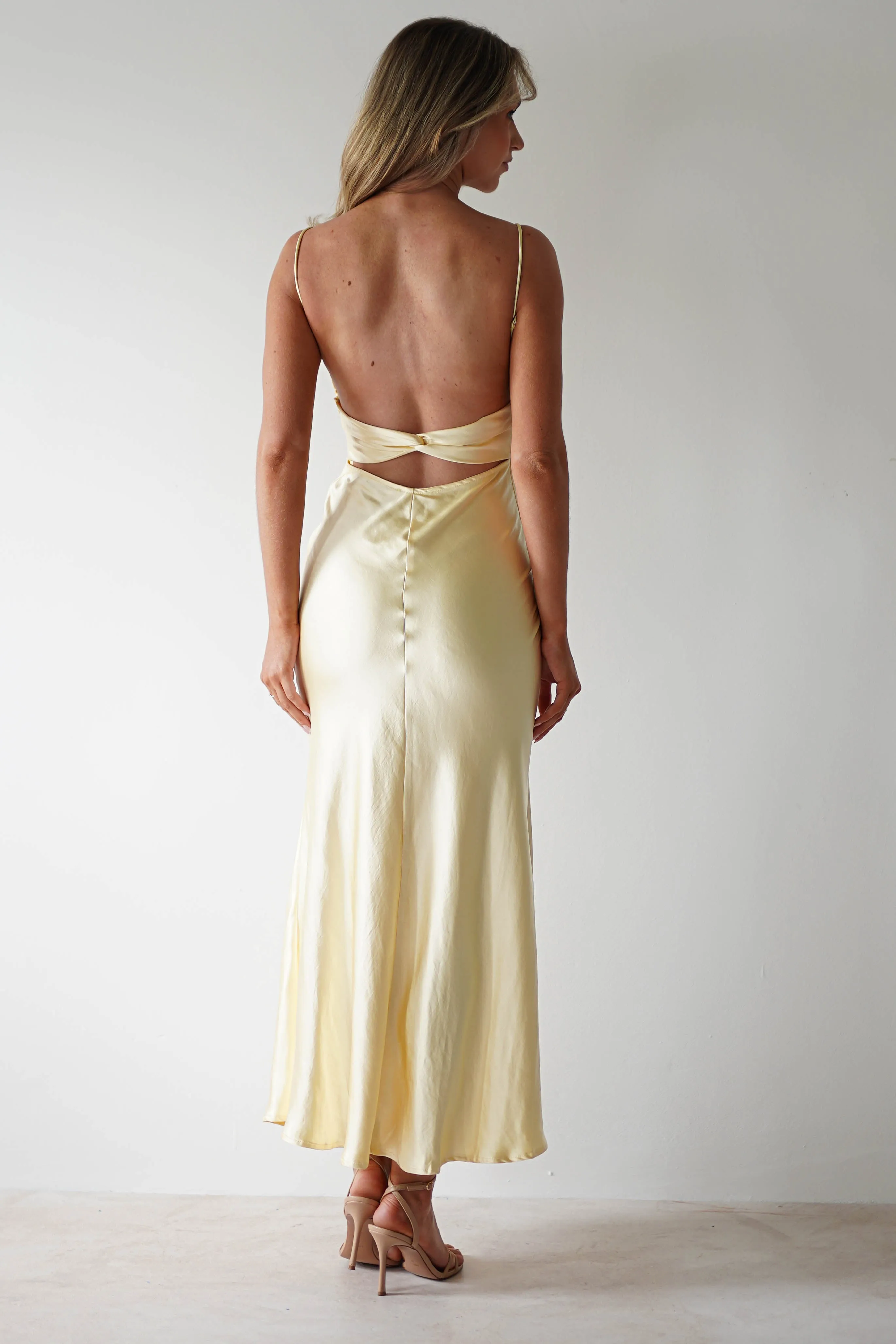 Grace Soft Satin Maxi Dress | Yellow