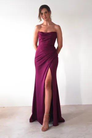 Grasie Bodycon Strapless Gown | Wine