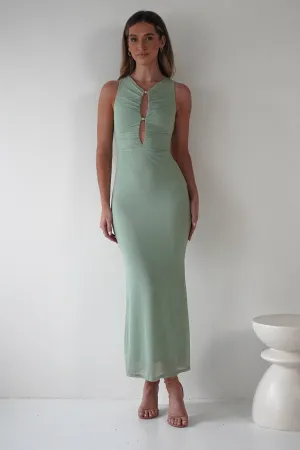 Hallie Mesh Bodycon Maxi Dress | Sage