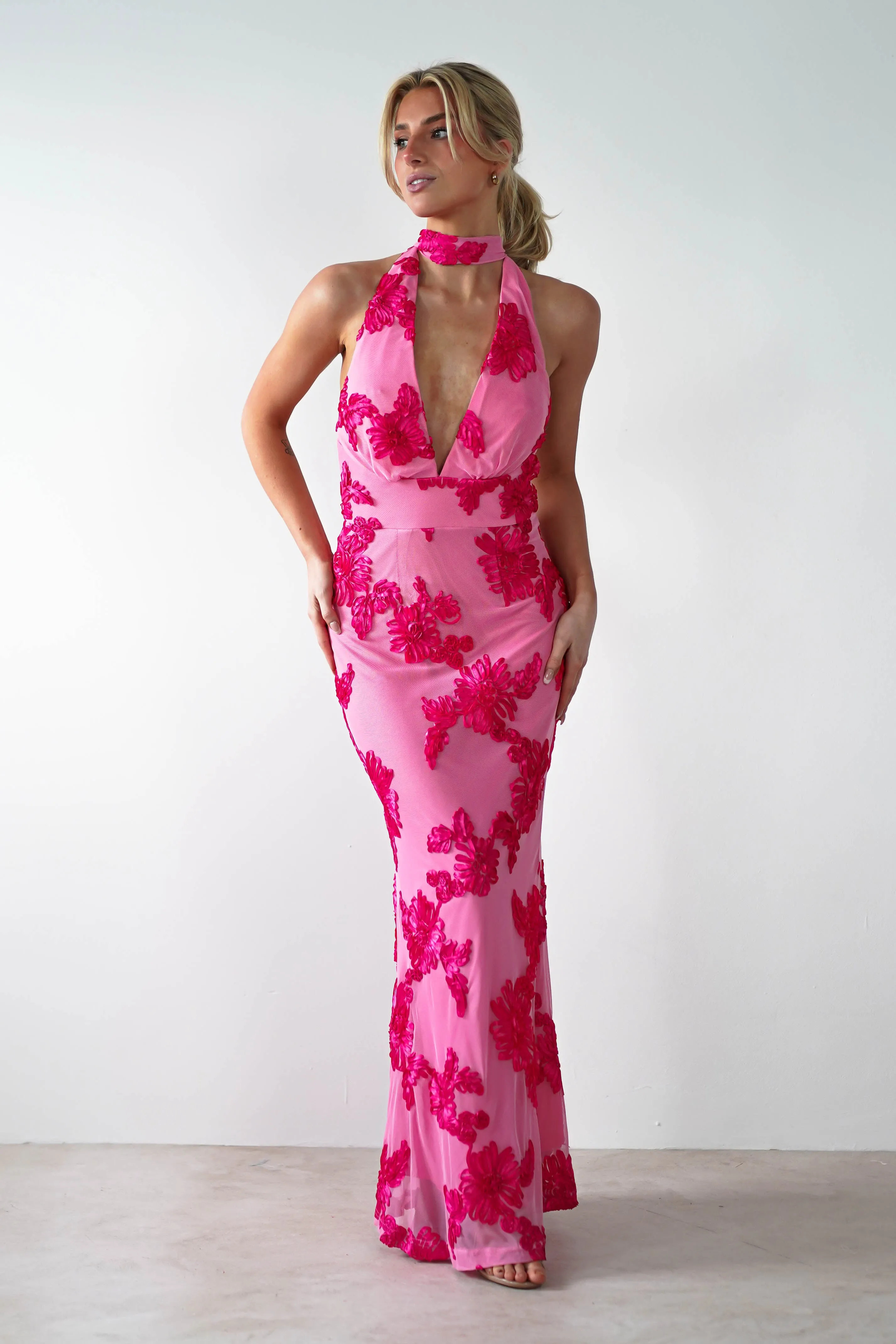 Halsey Tie Back Maxi Dress | Pink Print