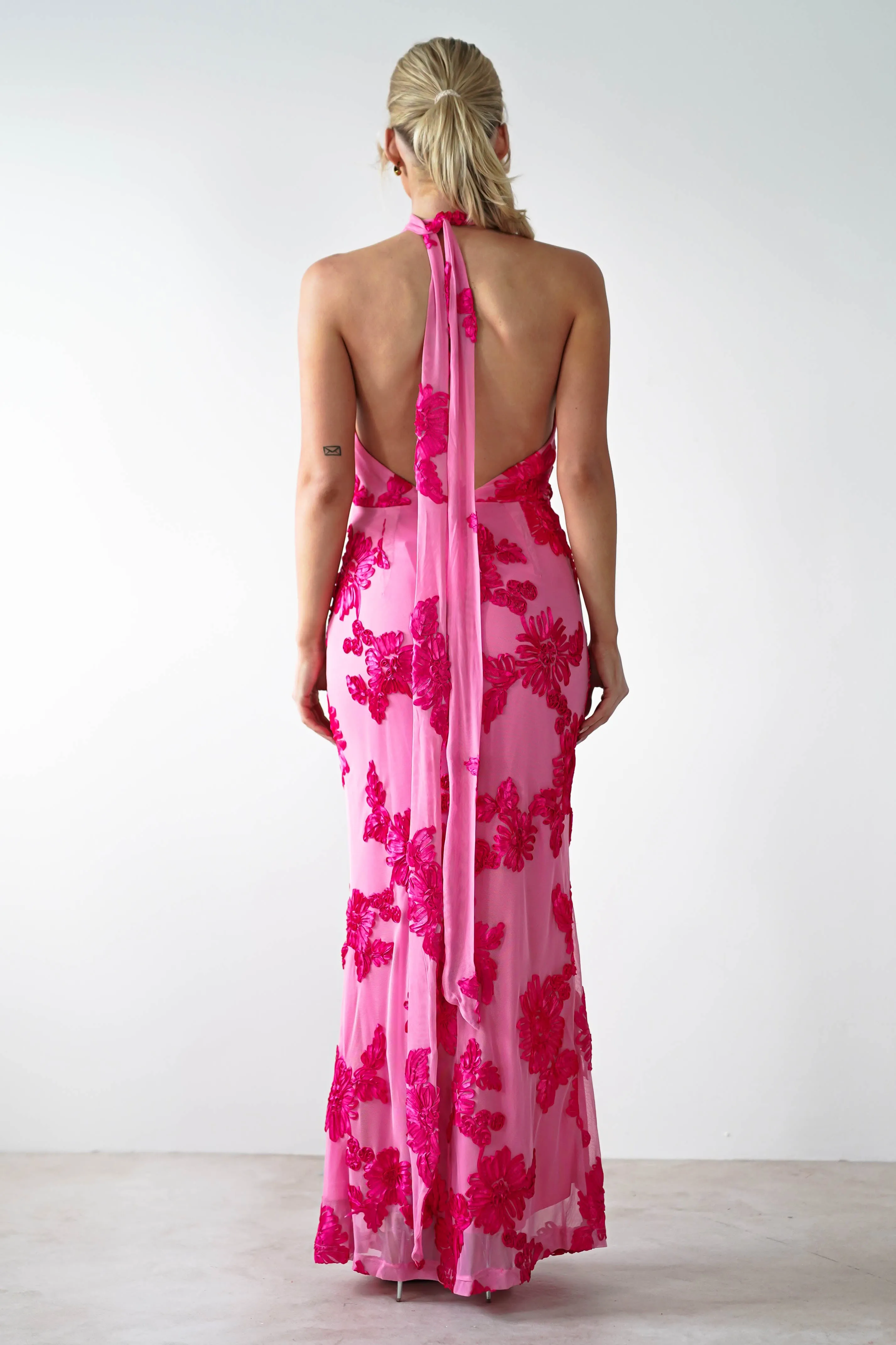 Halsey Tie Back Maxi Dress | Pink Print