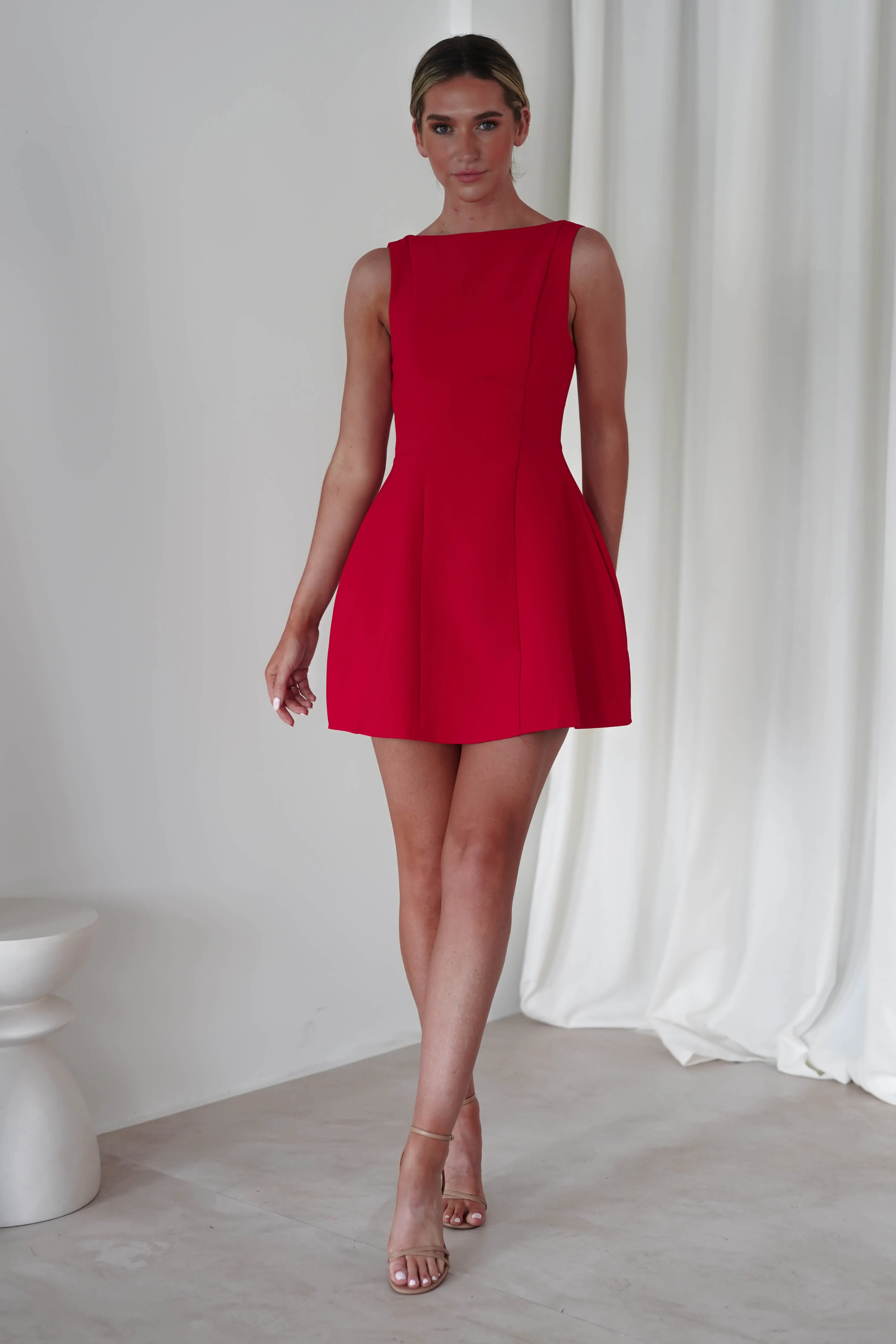 Hannah Structured Mini Dress | Red