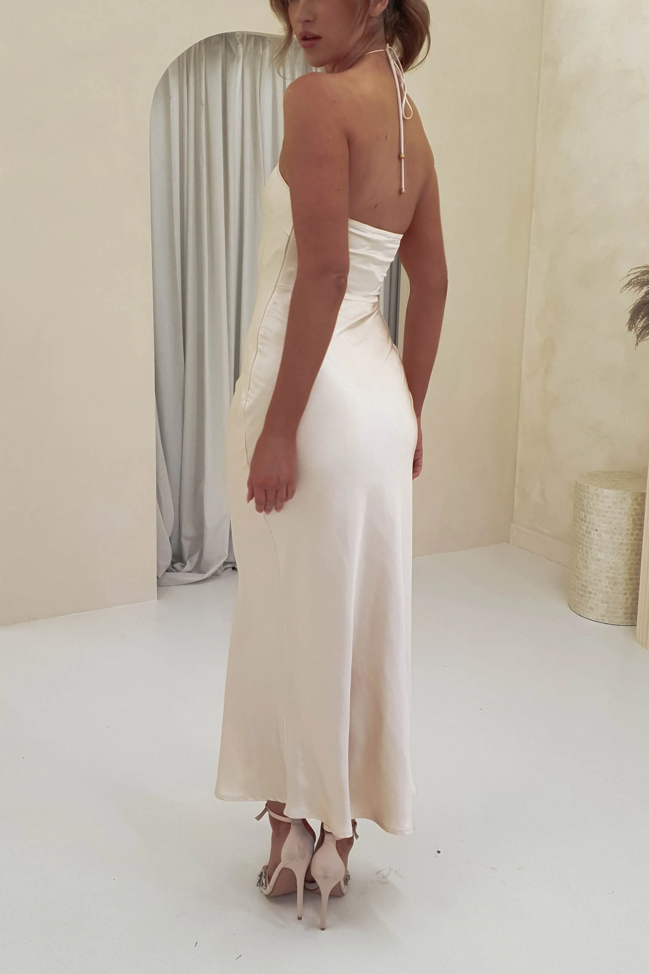 Heather Soft Satin Maxi Dress | Champagne