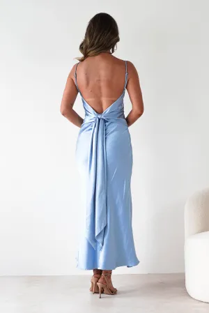 Hermie Silky Satin Maxi Dress | Blue