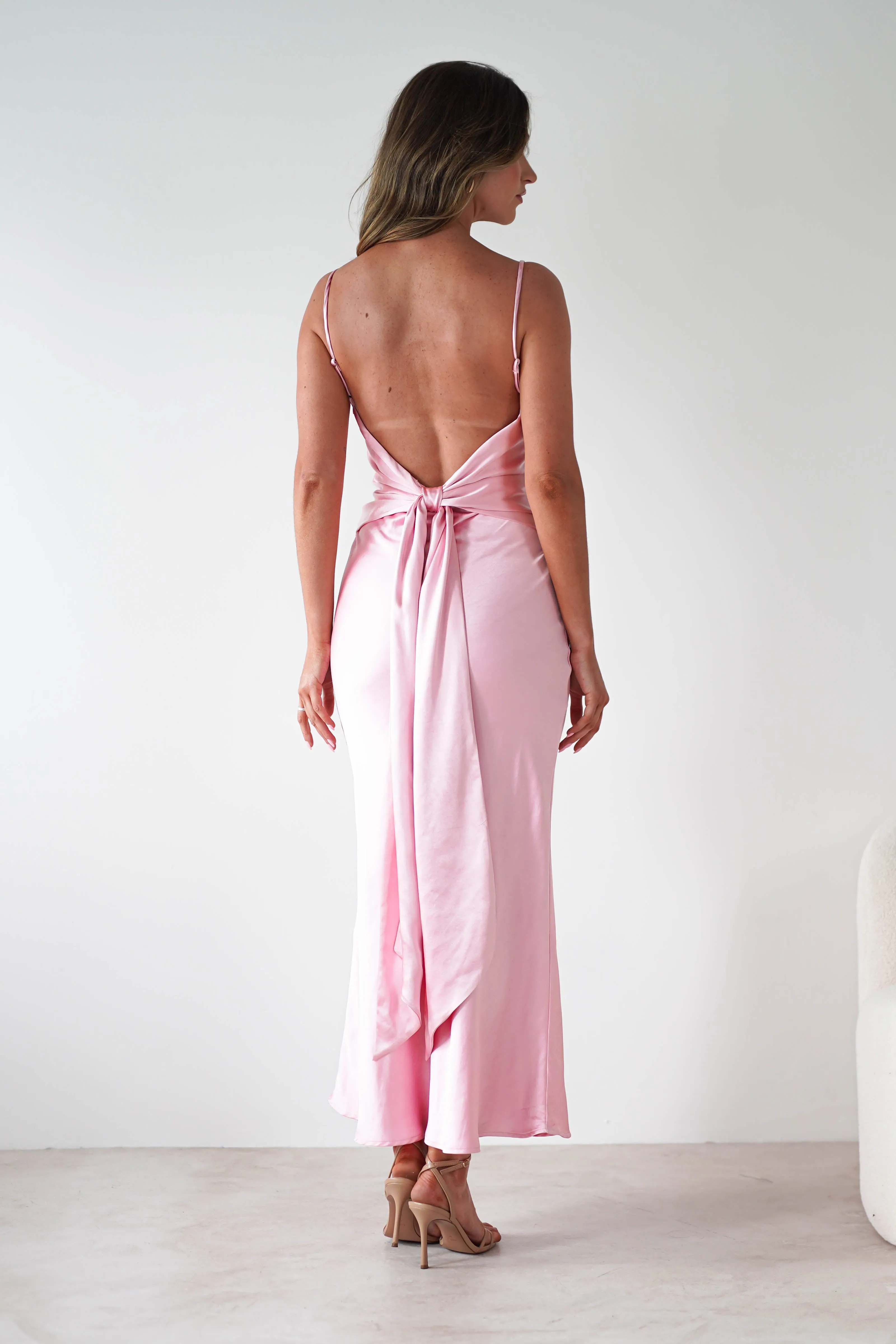 Hermie Silky Satin Maxi Dress | Pink