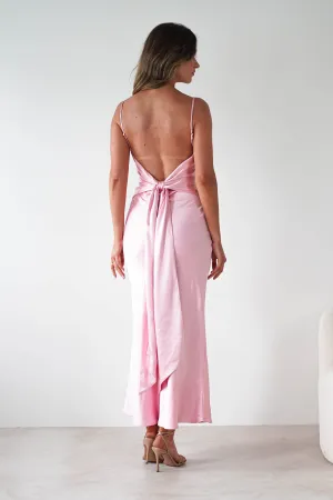 Hermie Silky Satin Maxi Dress | Pink