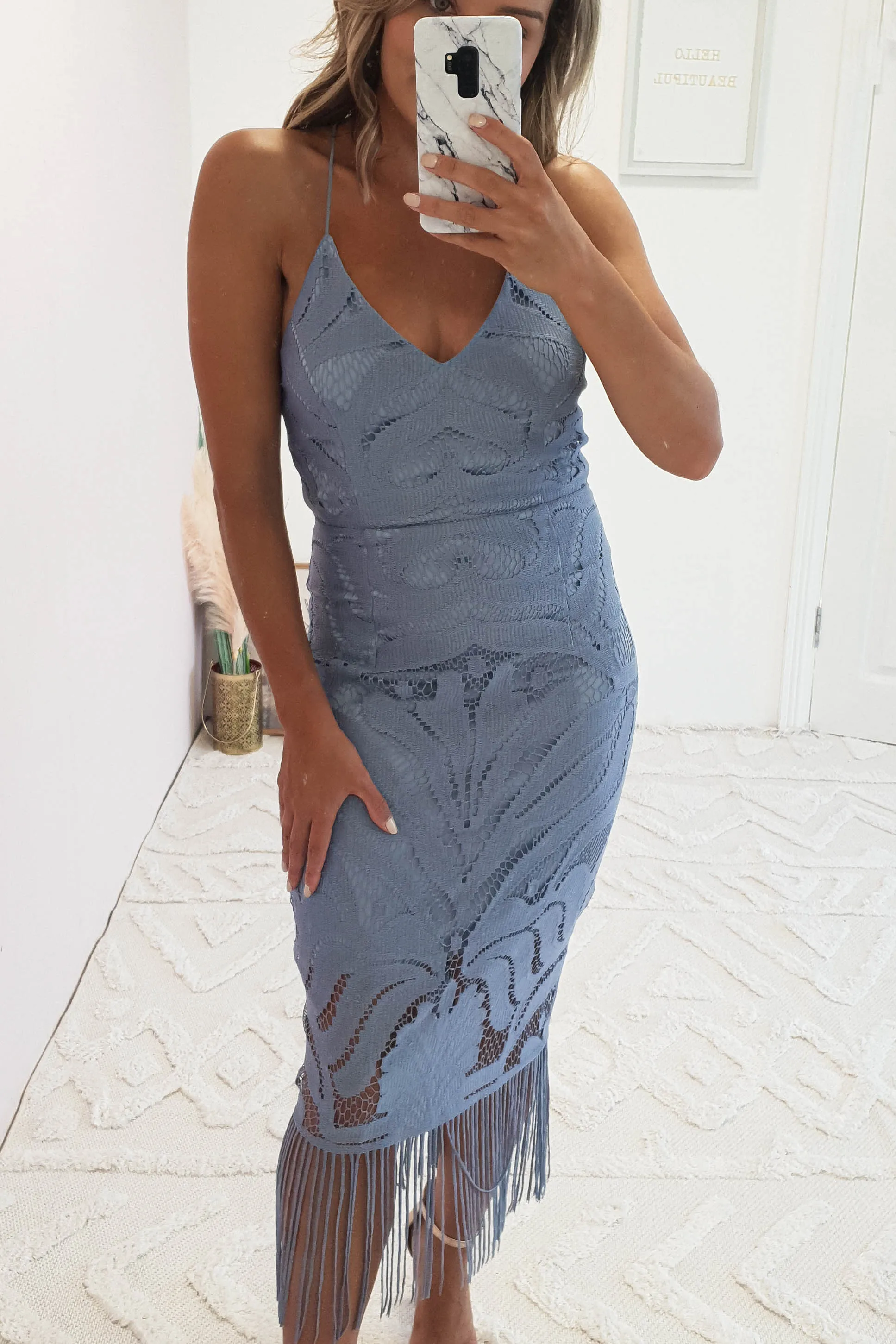 Honey Lace Detail Midi Dress | Periwinkle