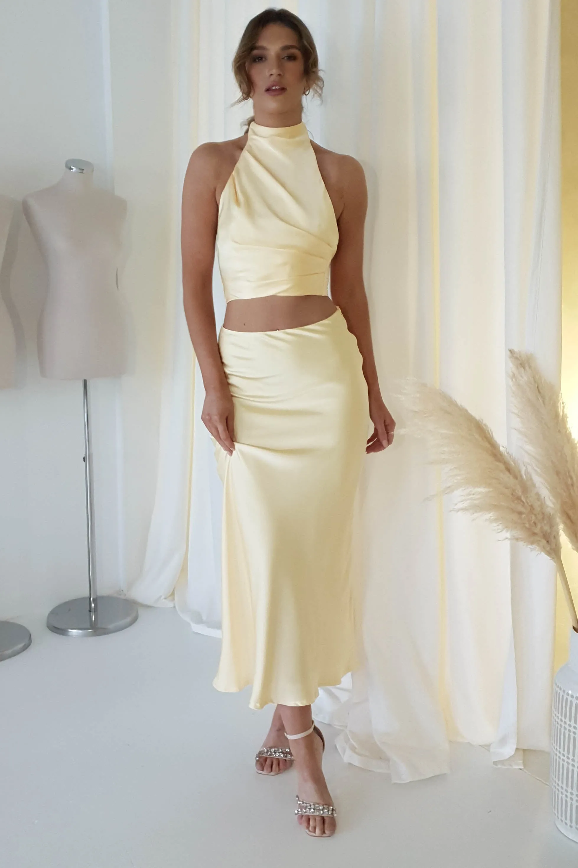 Imogen Satin Maxi Skirt | Yellow