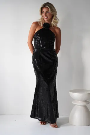 Jonna Halter Neck Sequin Maxi Dress  dress,evening dress,graduation dress,party dress,birthday dress,beautiful dress,dress,summer dress,beautiful dressBlack