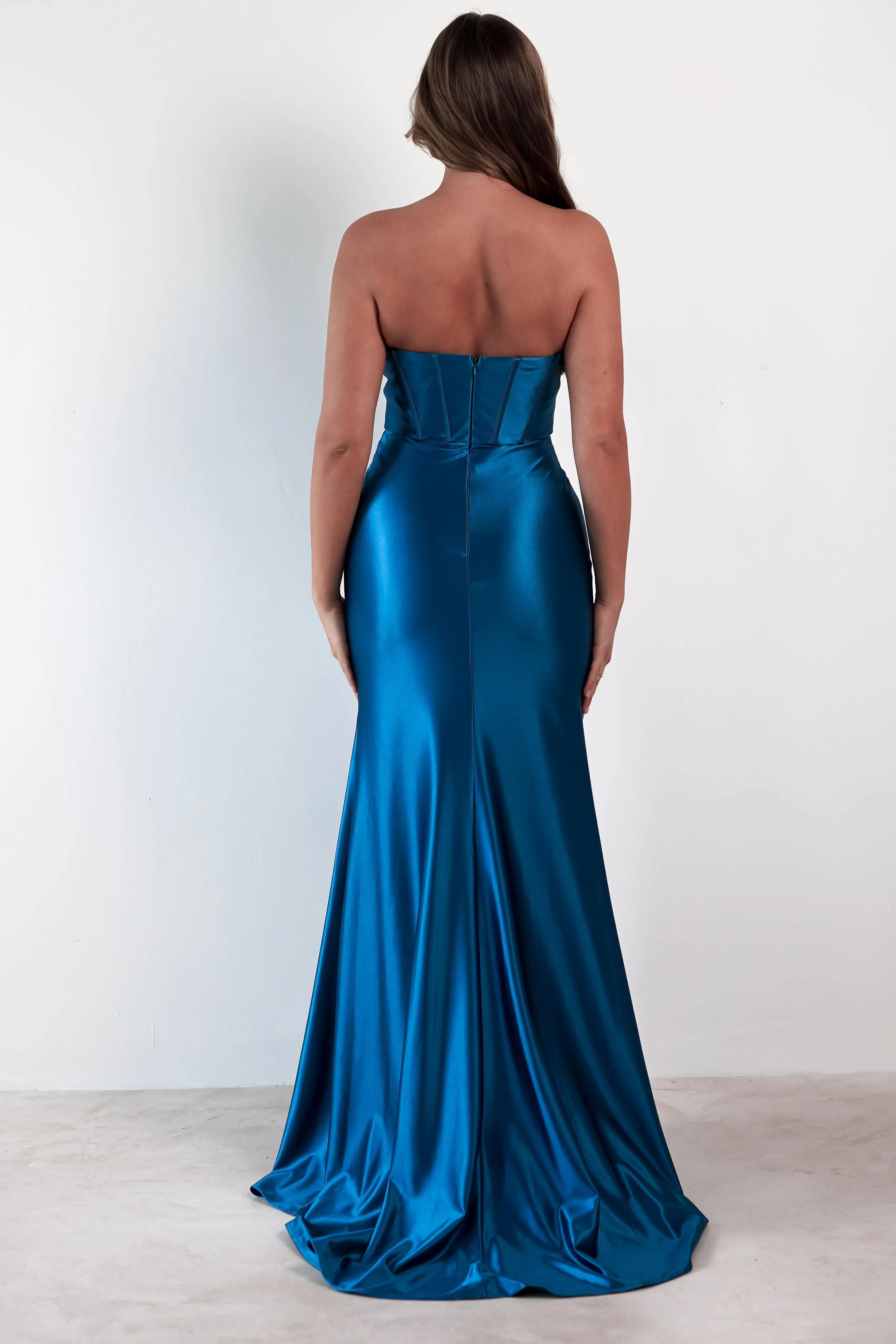 Karra Bodycon Strapless Gown | Teal
