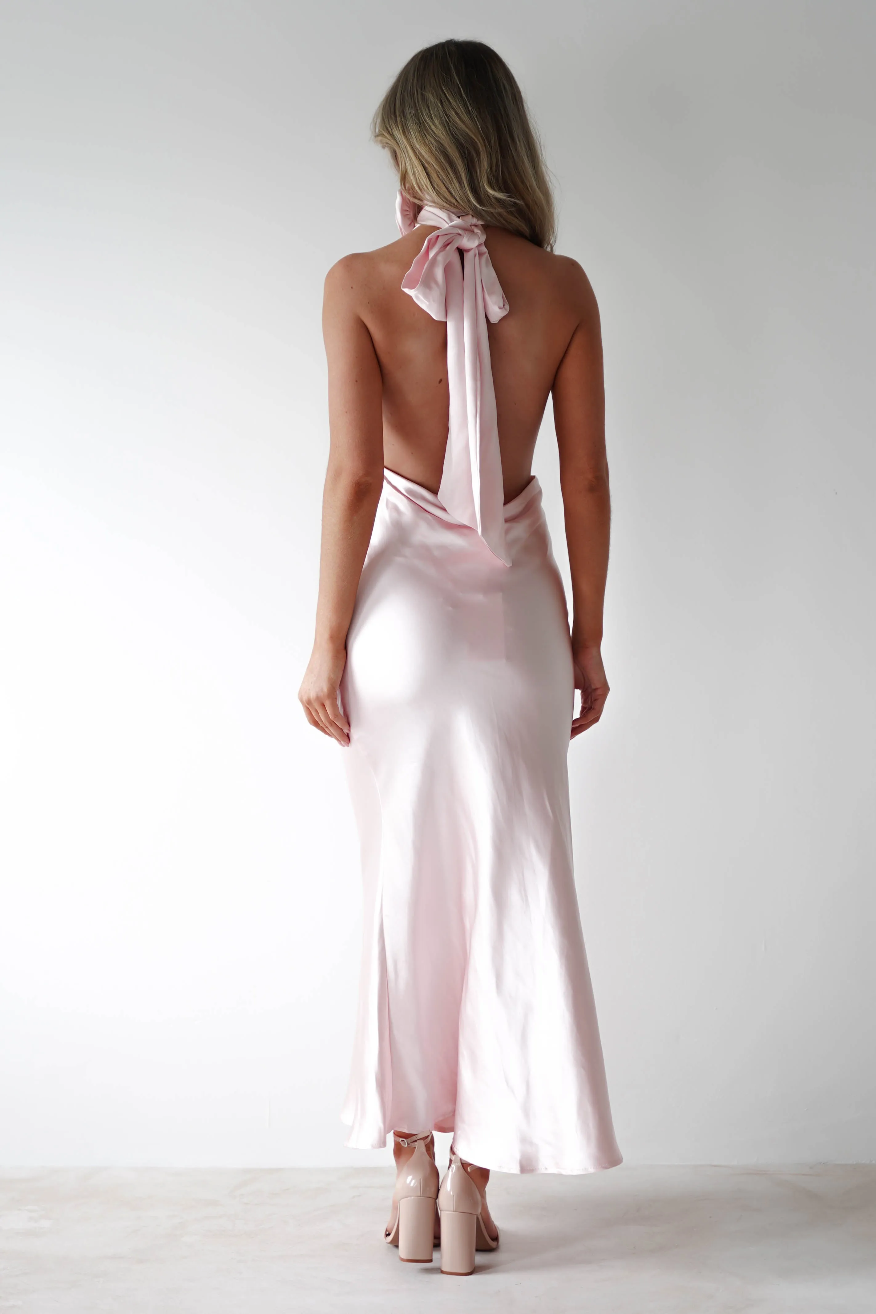 Kaylah Soft Satin Maxi Dress | Pearl Pink