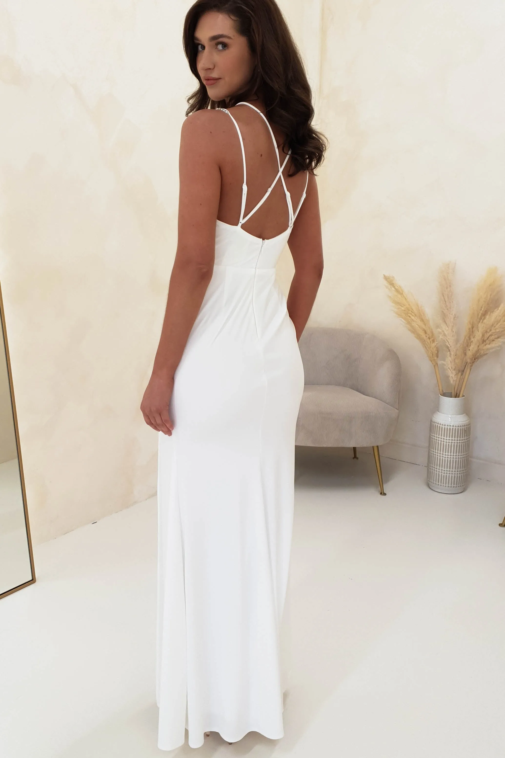 Kendall Dimante Detail Gown | White