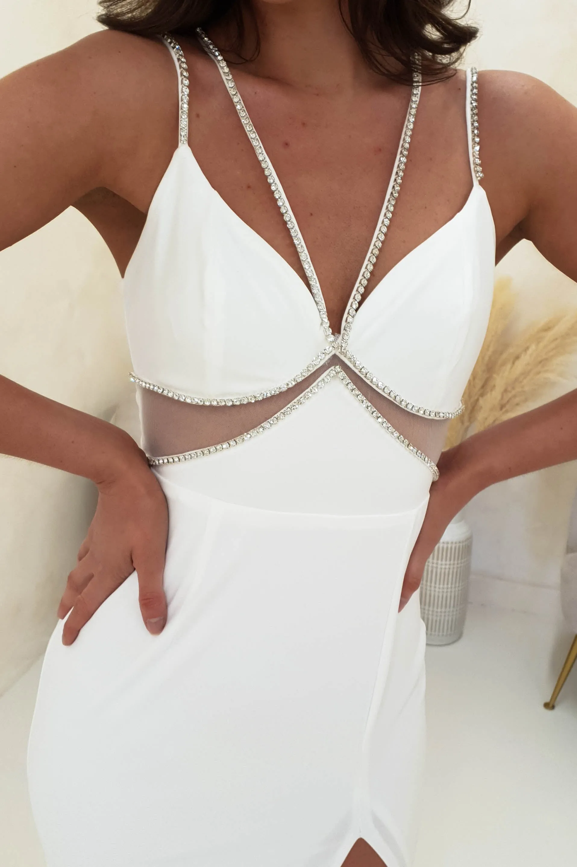 Kendall Dimante Detail Gown | White