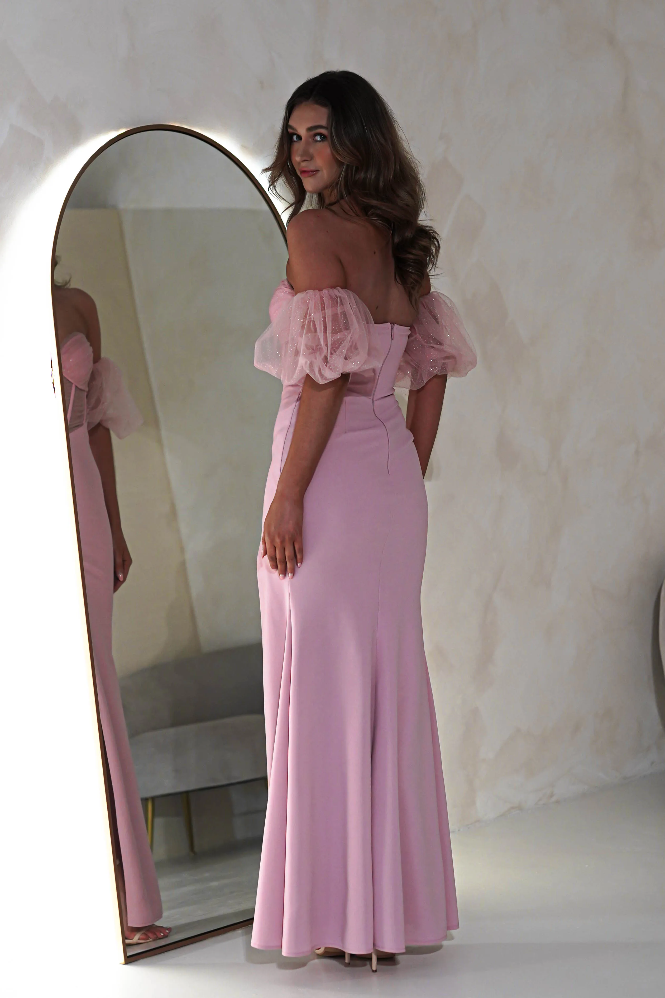 Kenna Balloon Sleeve Gown | Pink