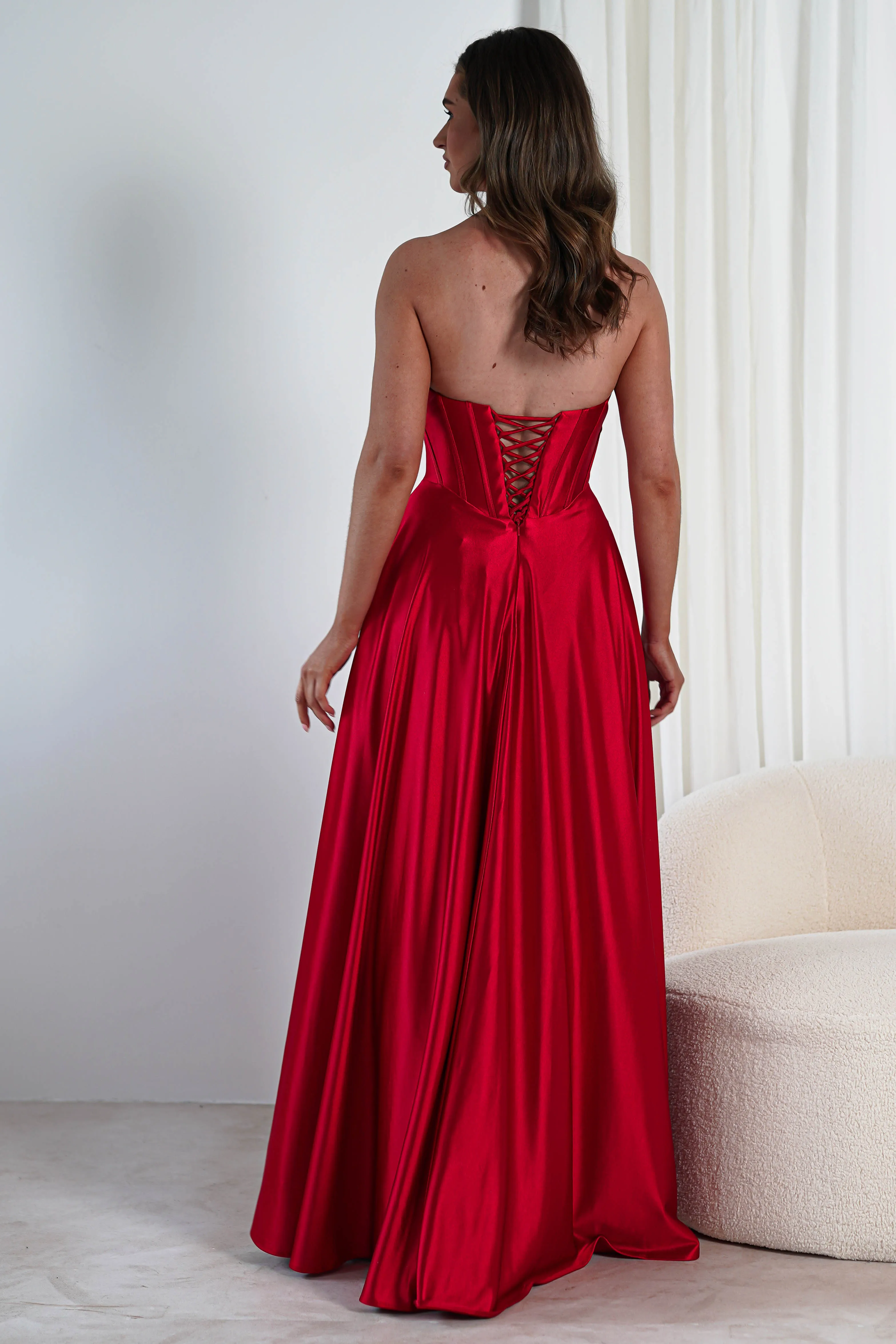 Kristi Strapless A Line Gown | Red